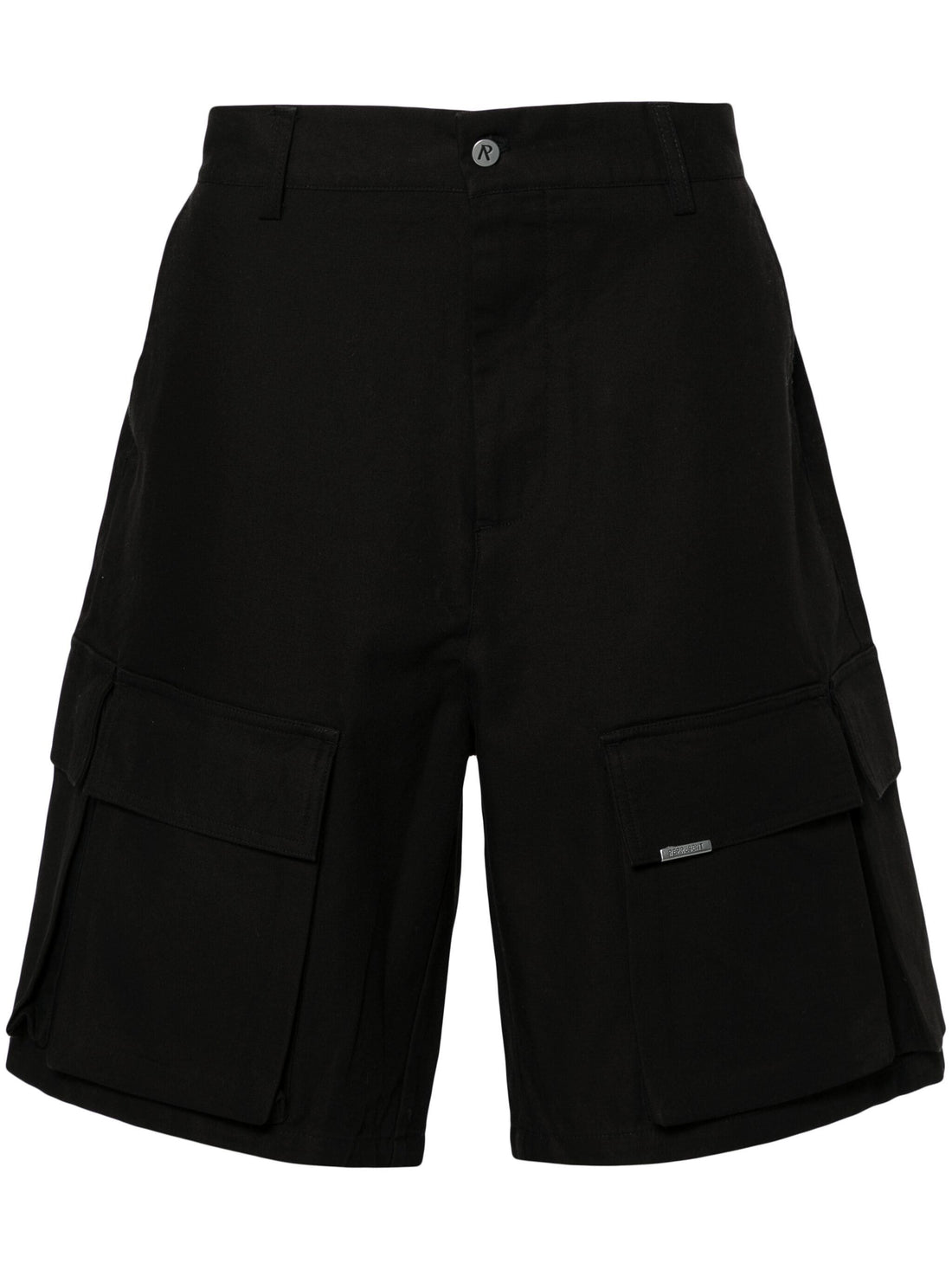 REPRESENT Logo-Plaque Baggy Cotton Cargo Shorts Black