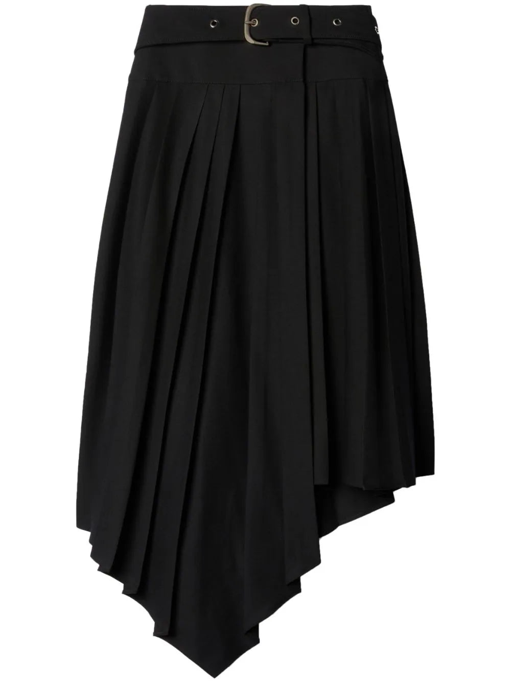 OFF-WHITE WOMEN Tech Drill Belt Pleated Skirt Black - MAISONDEFASHION.COM