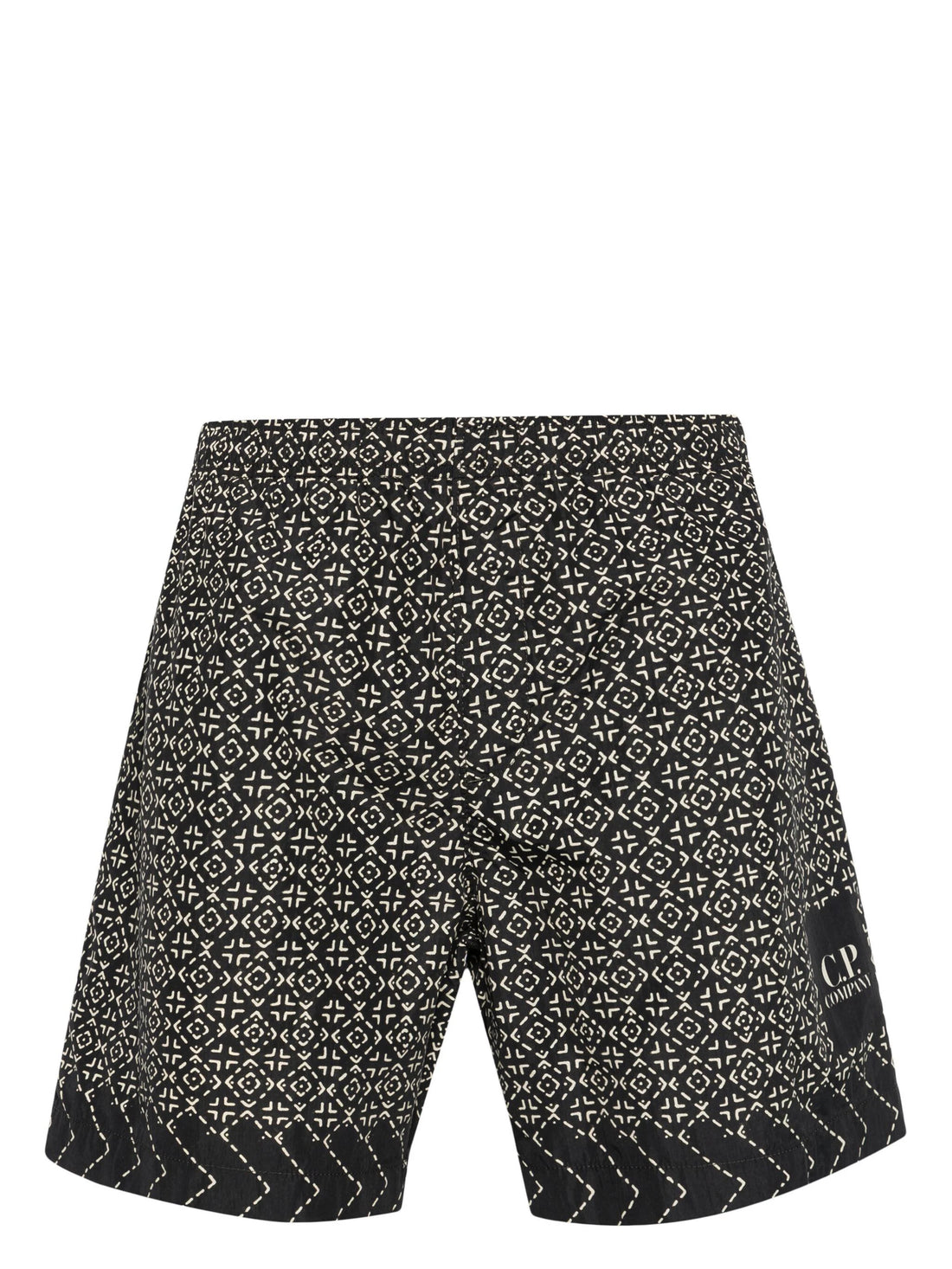 C.P. COMPANY Geometric-Print Swimming Shorts Black/Milk White - MAISONDEFASHION.COM