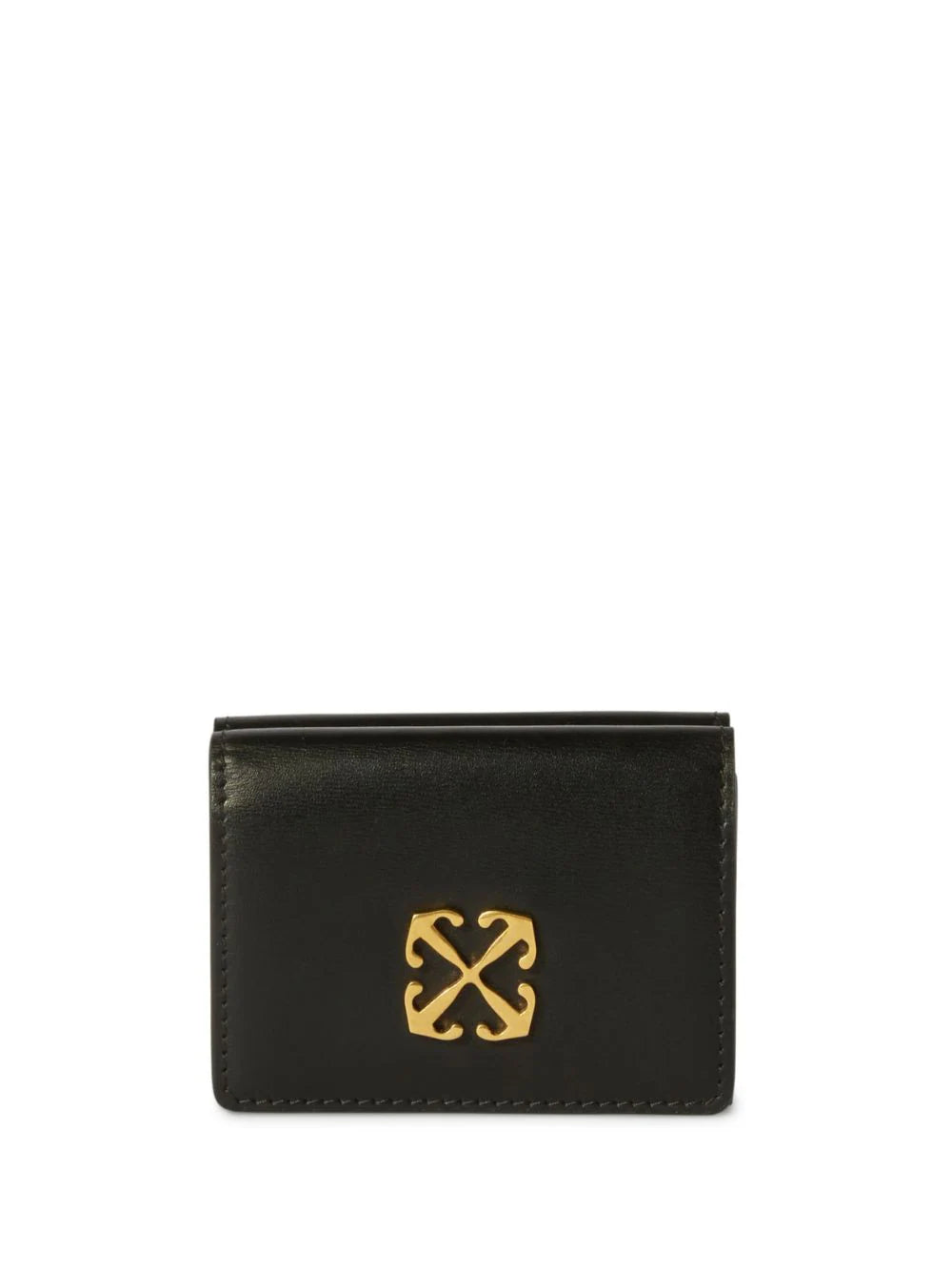 OFF-WHITE WOMEN Jitney Mini Compact Wallet Black/Gold - MAISONDEFASHION.COM