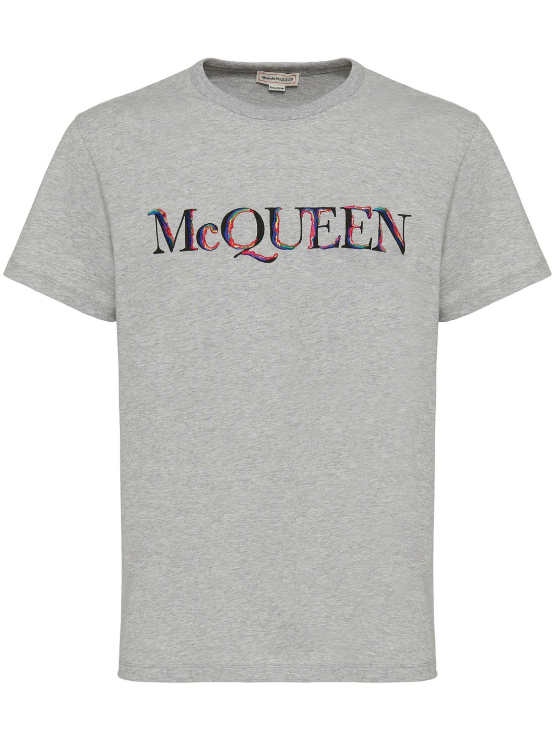 ALEXANDER MCQUEEN Logo Print T-Shirt Light Pale Grey Mix - MAISONDEFASHION.COM
