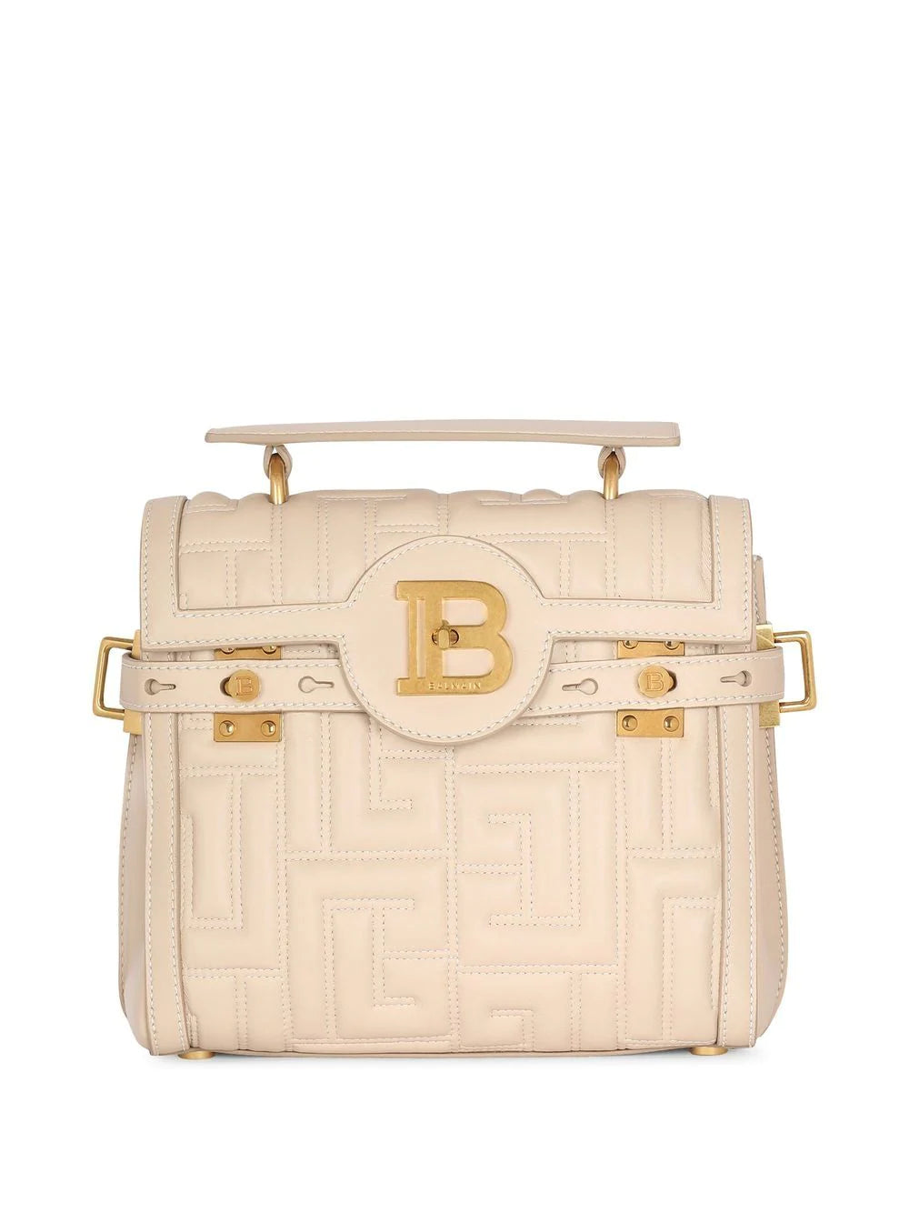 BALMAIN WOMEN BBUZZ 23 Soft Quilted Lamb Skin Flap Bag Sable/Creme - MAISONDEFASHION.COM
