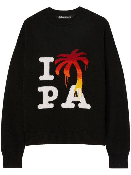 スウェット・トレーナー PALM ANGELS I Love Pa Knit Sweatshirt Black/Red PALM ANGELS I Love Pa Knit Sweatshirt Black/Red
