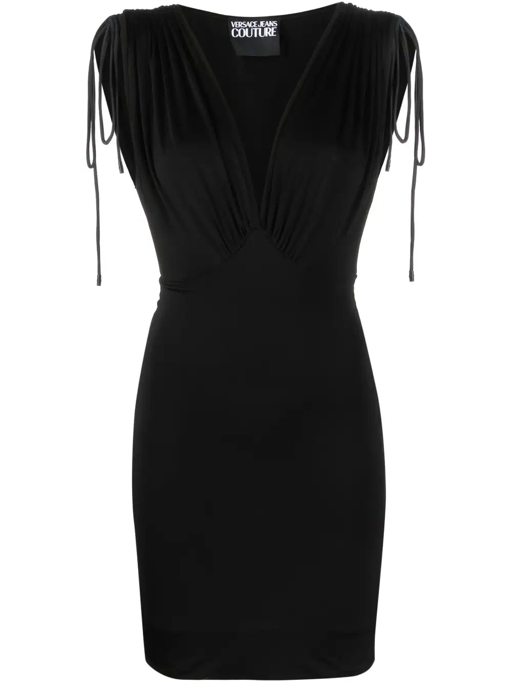 VERSACE WOMEN V Neck Sleeveless Mini Dress Black - MAISONDEFASHION.COM