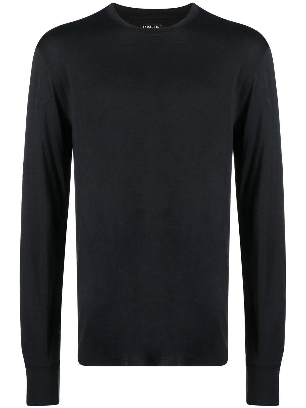 TOM FORD Crew Neck Long Sleeve Cotton T-Shirt Black - MAISONDEFASHION.COM