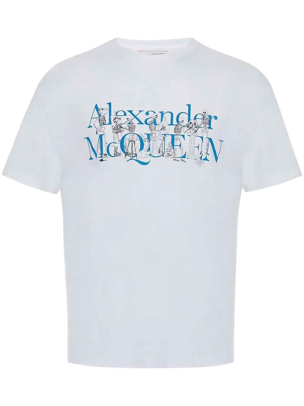 ALEXANDER MCQUEEN Logo T-Shirt White/Blue - MAISONDEFASHION.COM