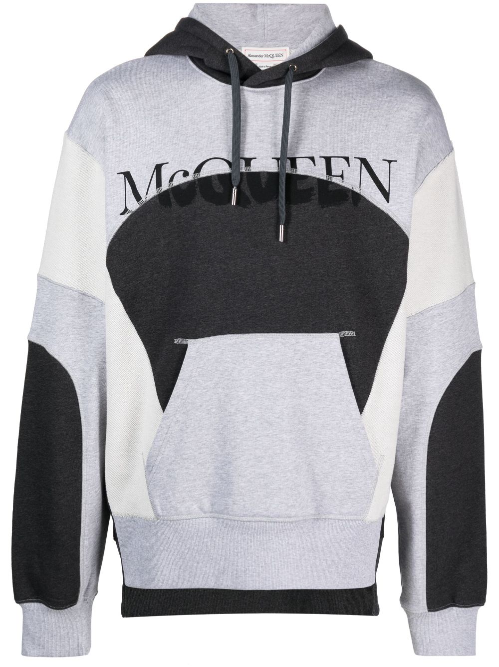 ALEXANDER MCQUEEN MEN Logo Print Cotton Hoodie Grey - MAISONDEFASHION.COM