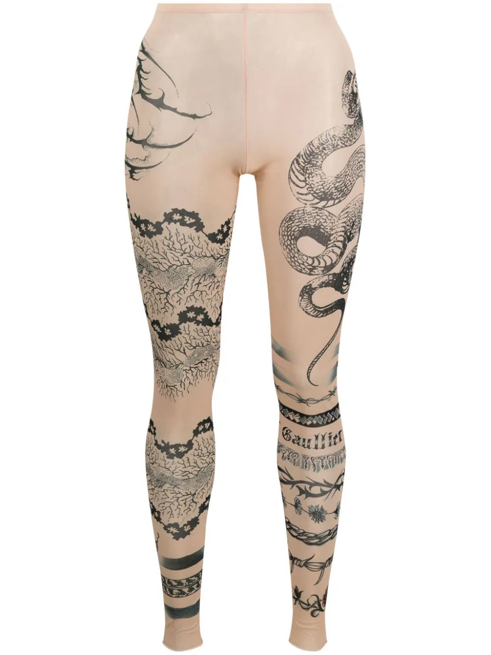 ［タグ付］Jean Paul Gaultier Tattoo Leggings JEAN PAUL GAULTIER WOMEN Tattoo Printed Effect Leggings Nude/Grey