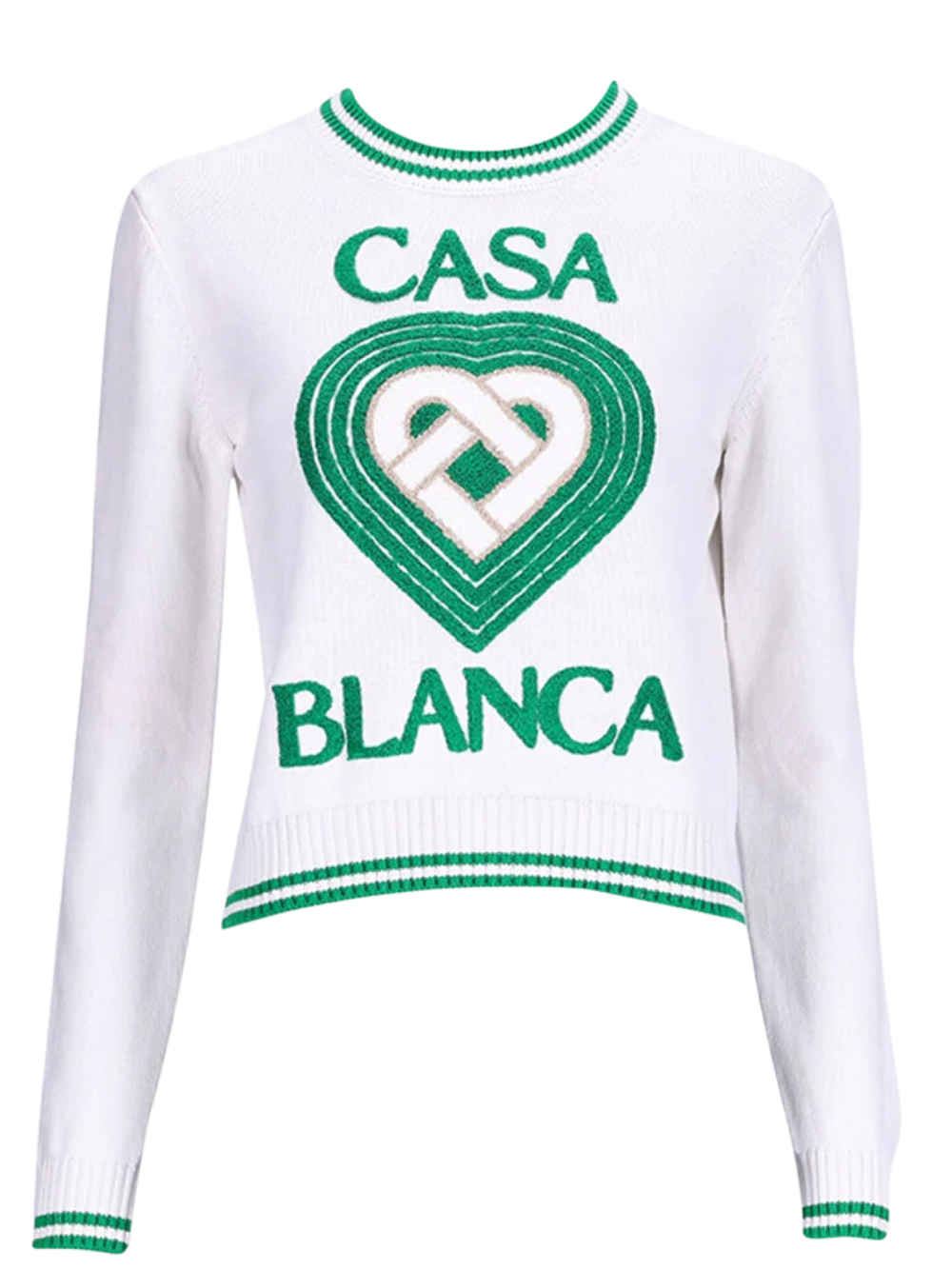 CASABLANCA WOMEN Heart Embroidered Jumper White/Green - MAISONDEFASHION.COM