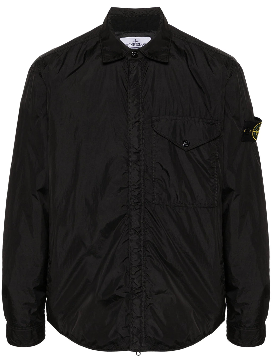 STONE ISLAND Compass Badge Lightweight Overshirt Black MAISONDEFASHION.COM
