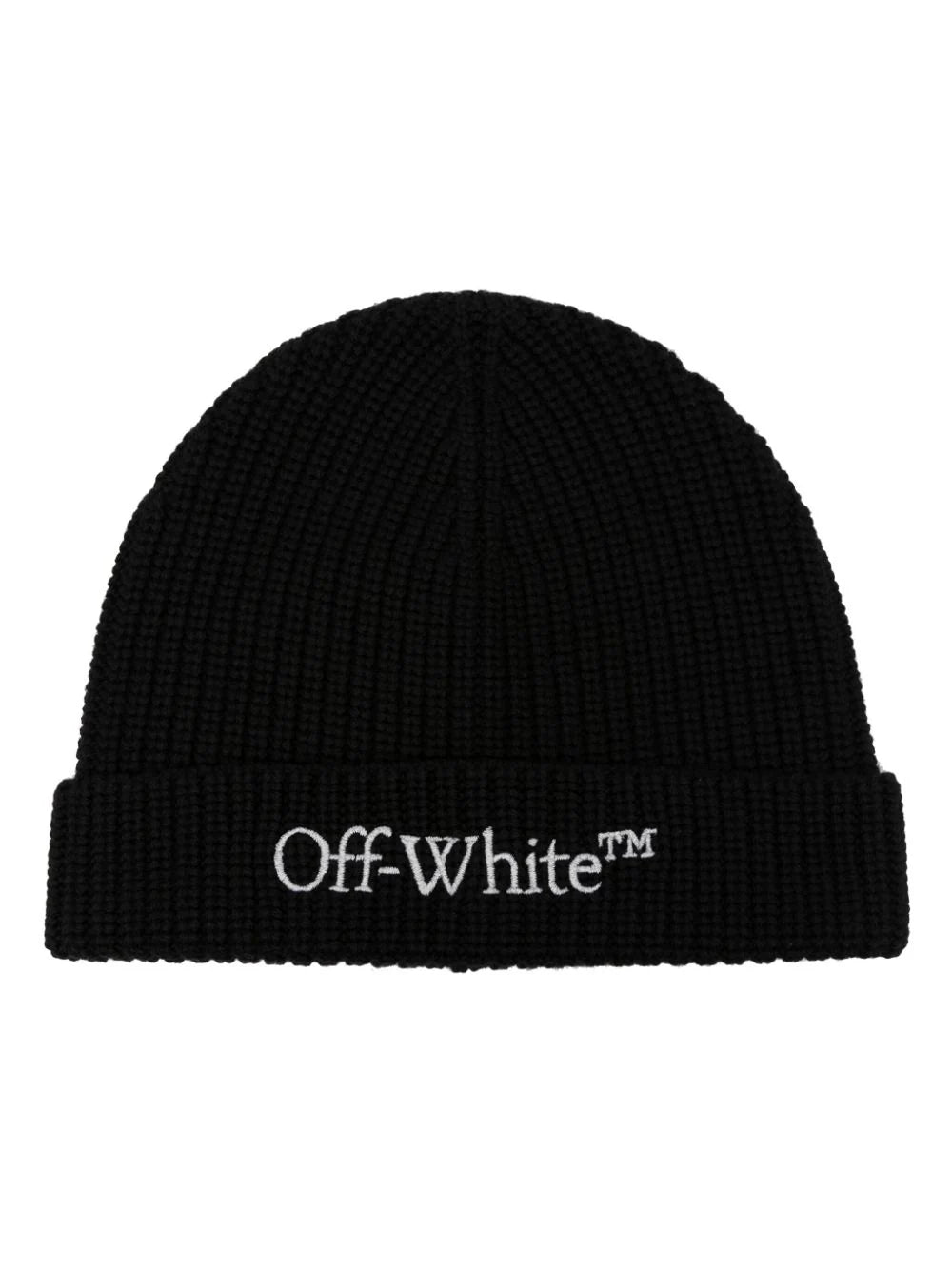 OFF-WHITE MEN Bookish Logo Knit Beanie Black/White - MAISONDEFASHION.COM