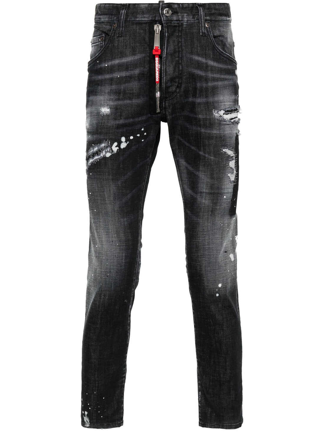 DSQUARED2 Pioner Wash Stretch Denim Skater Jeans Black - MAISONDEFASHION.COM