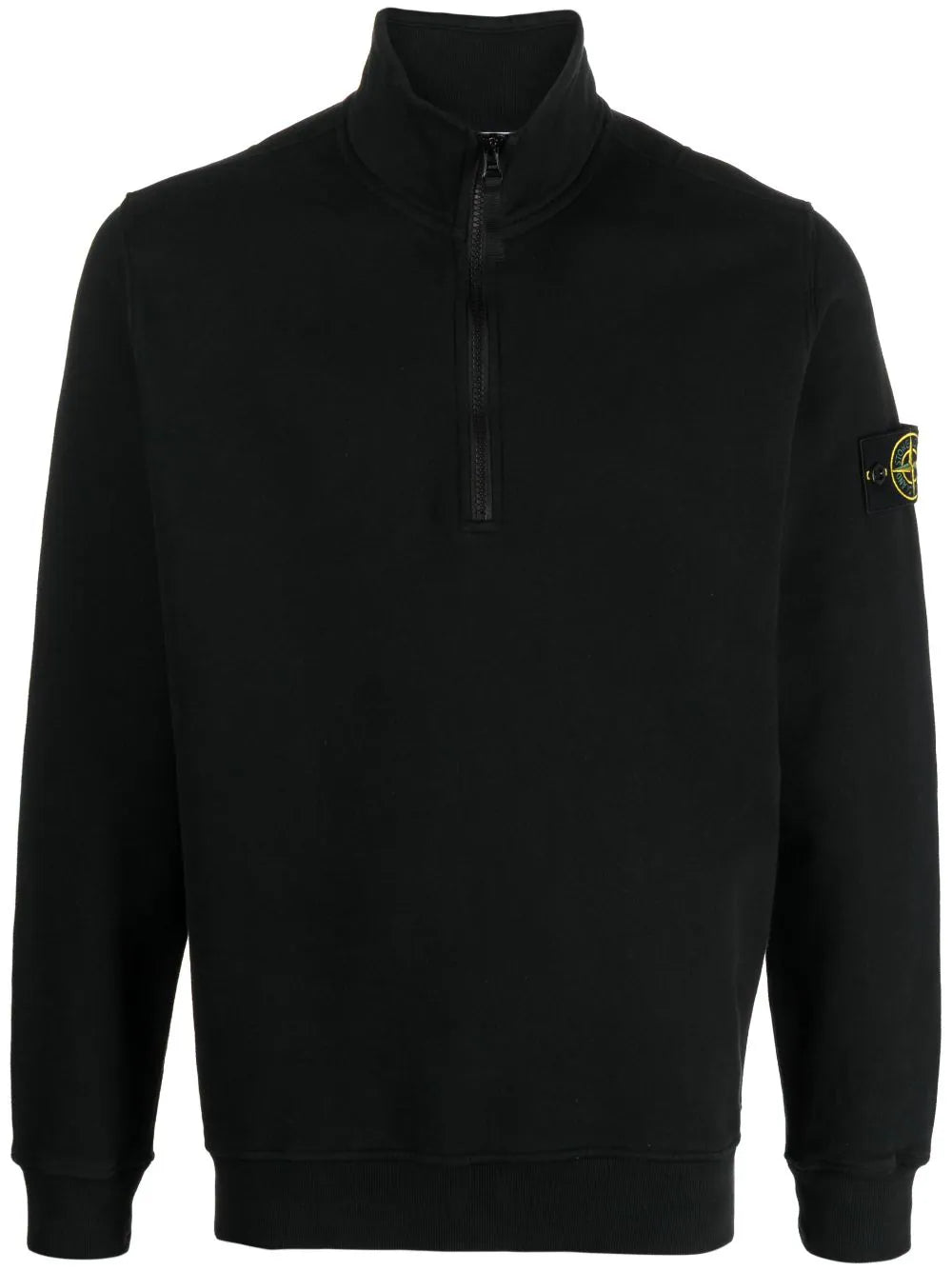 STONE ISLAND Quarter Zip Sweatshirt Black - MAISONDEFASHION.COM