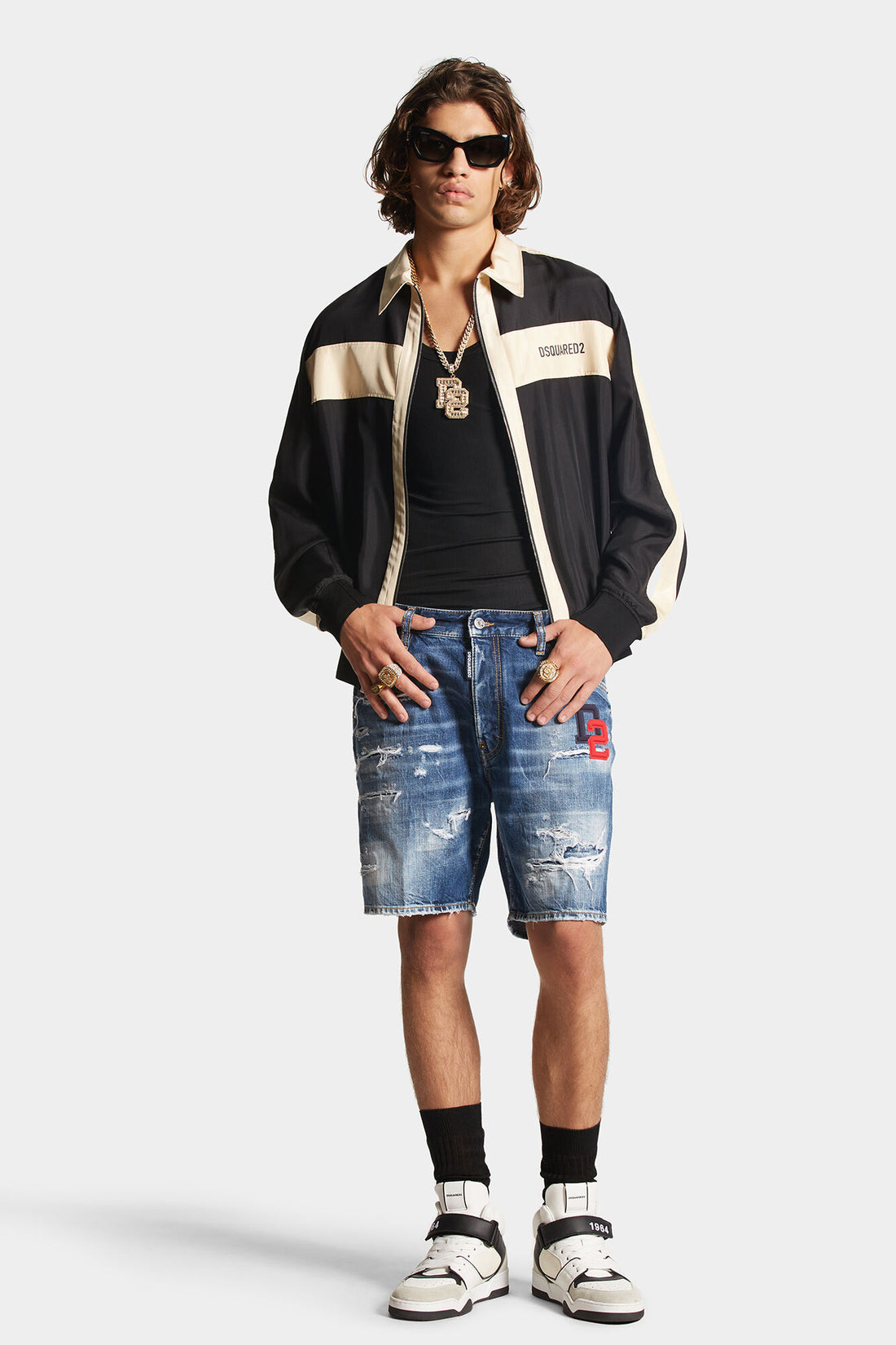 DSQUARED2 Dark Ripped Wash Marine Shorts Blue - MAISONDEFASHION.COM