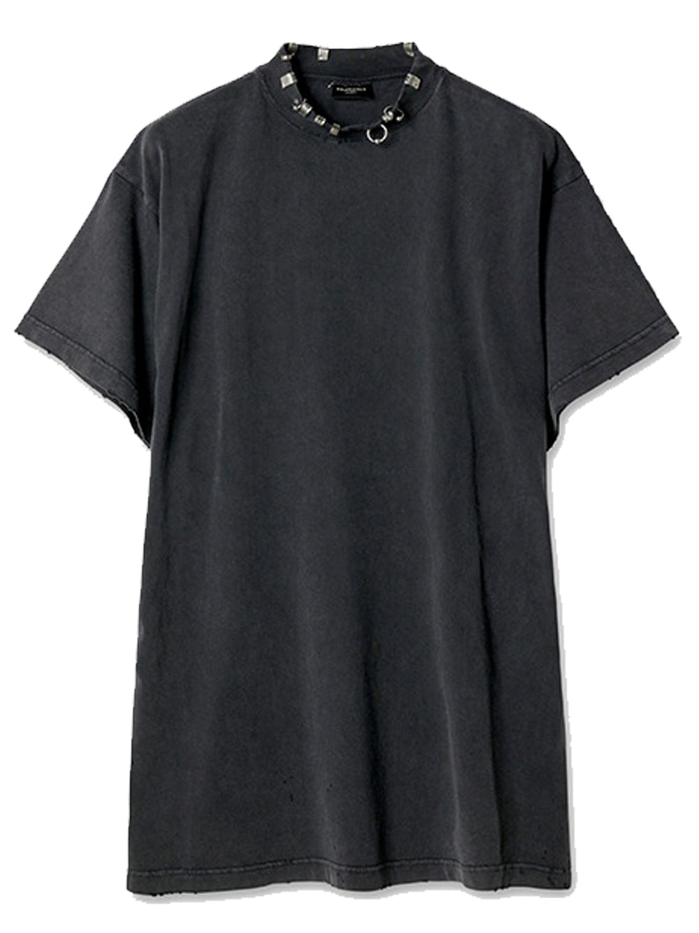 BALENCIAGA Pierced Distressed Effect Cotton T-Shirt Black - MAISONDEFASHION.COM