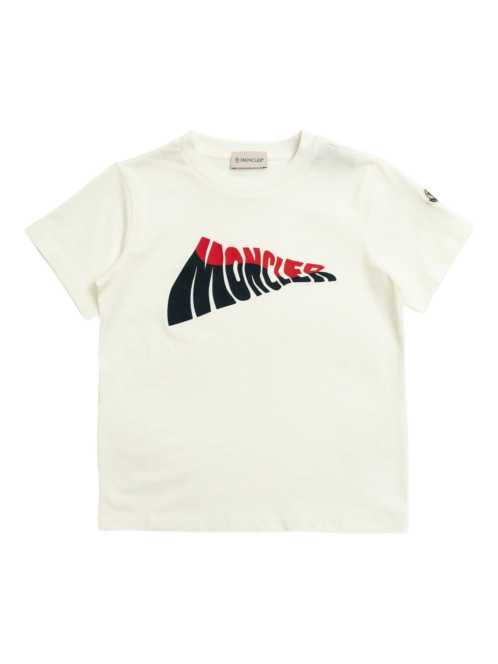 MONCLER KIDS Boys Wave-logo Cotton T-shirt White – MAISONDEFASHION.COM