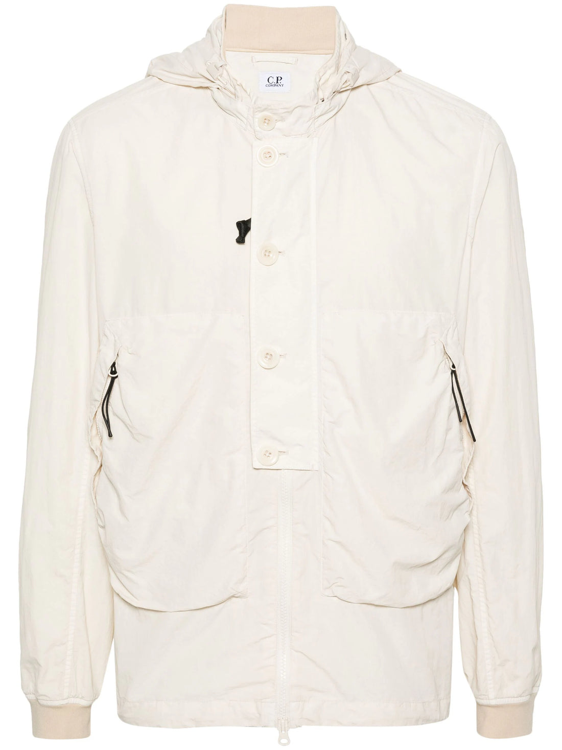 C.P. COMPANY Flatt Nylon Goggle Overshirt Button Up Jacket Beige - MAISONDEFASHION.COM