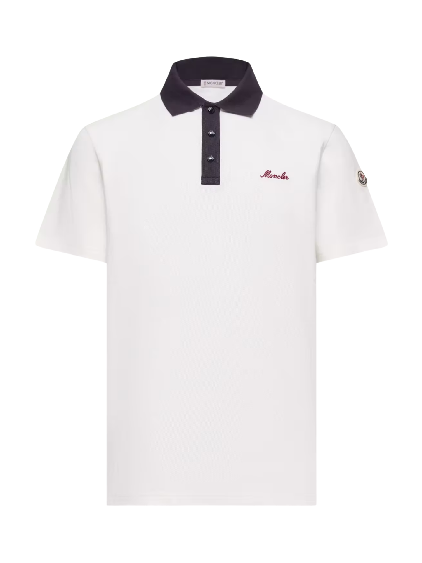 MONCLER Embroidered Logo Cotton Piquet Polo Shirt White - MAISONDEFASHION.COM