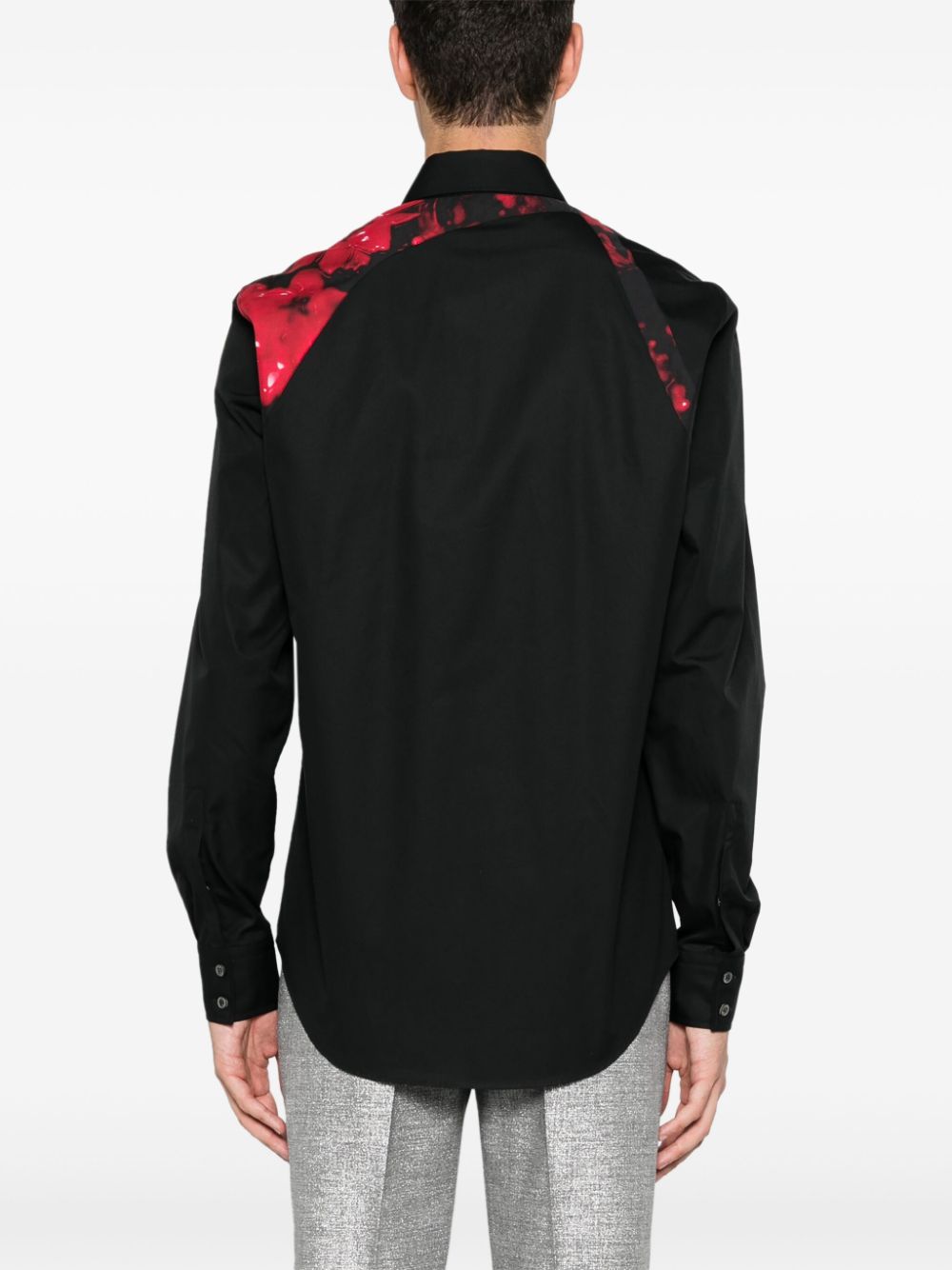 ALEXANDER MCQUEEN Logo Floral Strap Harness Shirt Black/Red