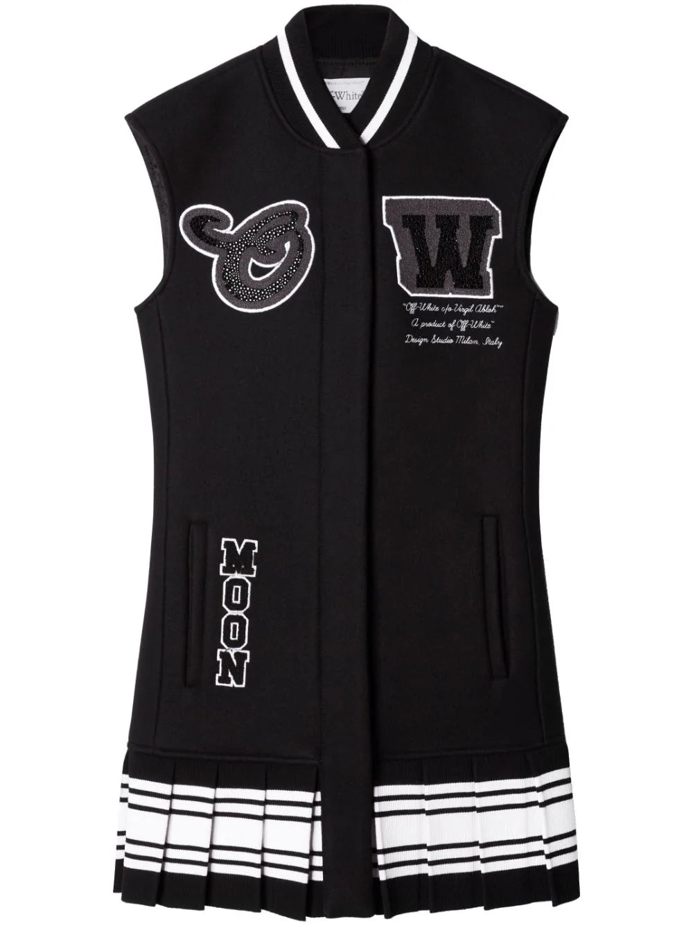 OFF-WHITE WOMEN Meteor Bling Varsity Dress Black/White - MAISONDEFASHION.COM