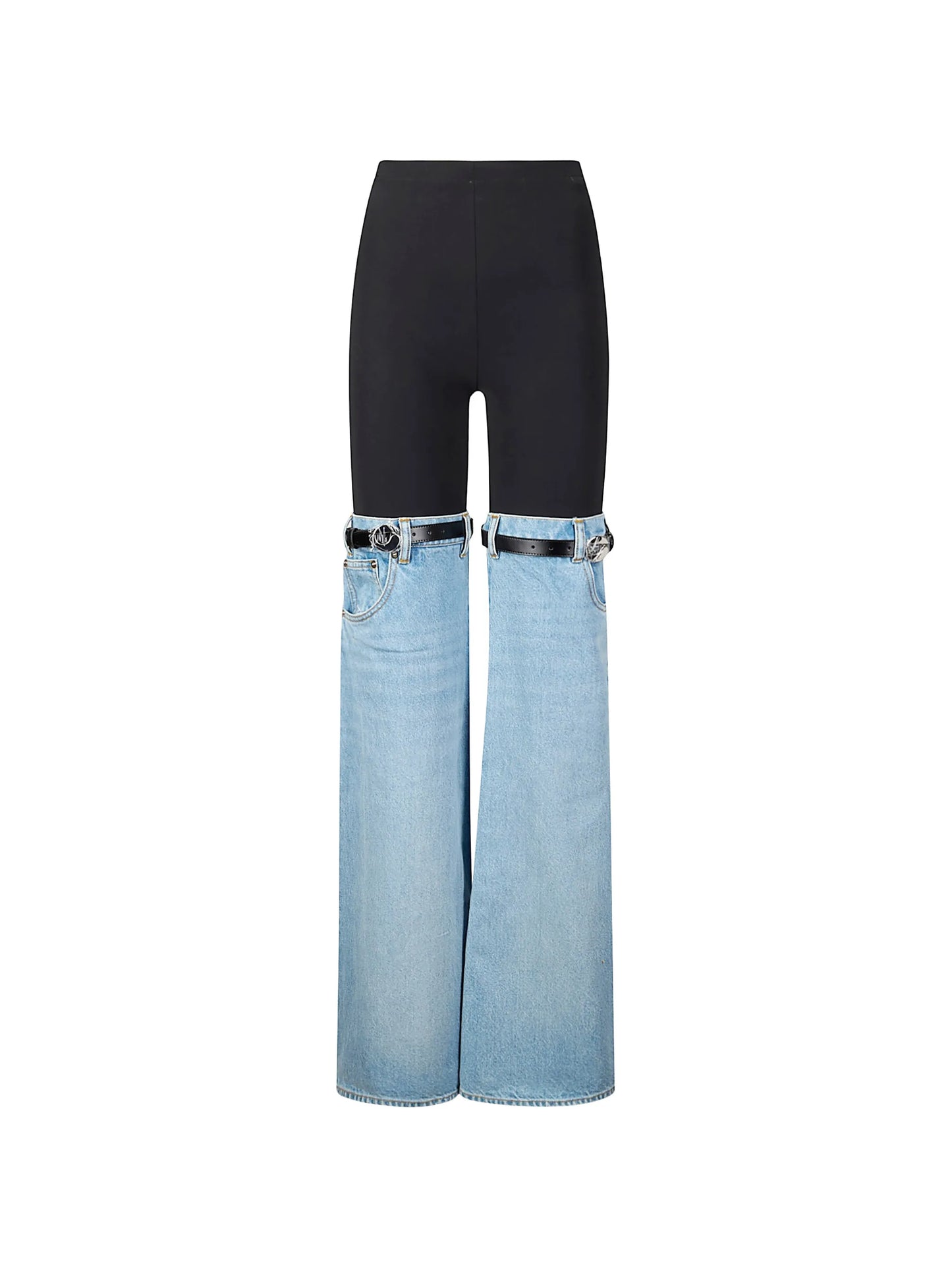 COPERNI WOMEN Hybrid Denim Trousers Blue/Black - MAISONDEFASHION.COM