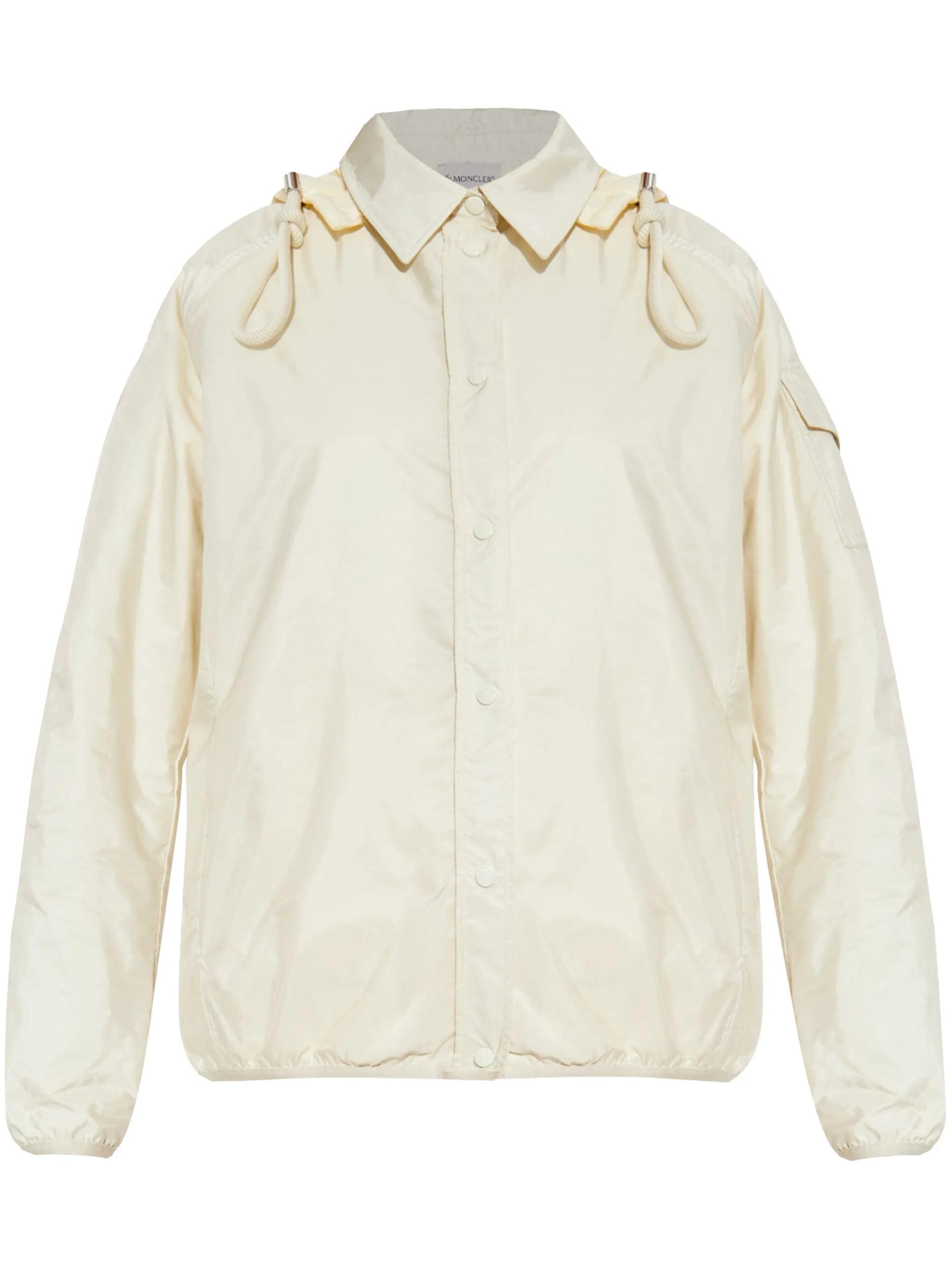 ダウンジャケット・コート MONCLER WOMEN Logo Patch Hooded Shirt Jacket White MONCLER WOMEN Logo Patch Hooded Shirt Jacket White