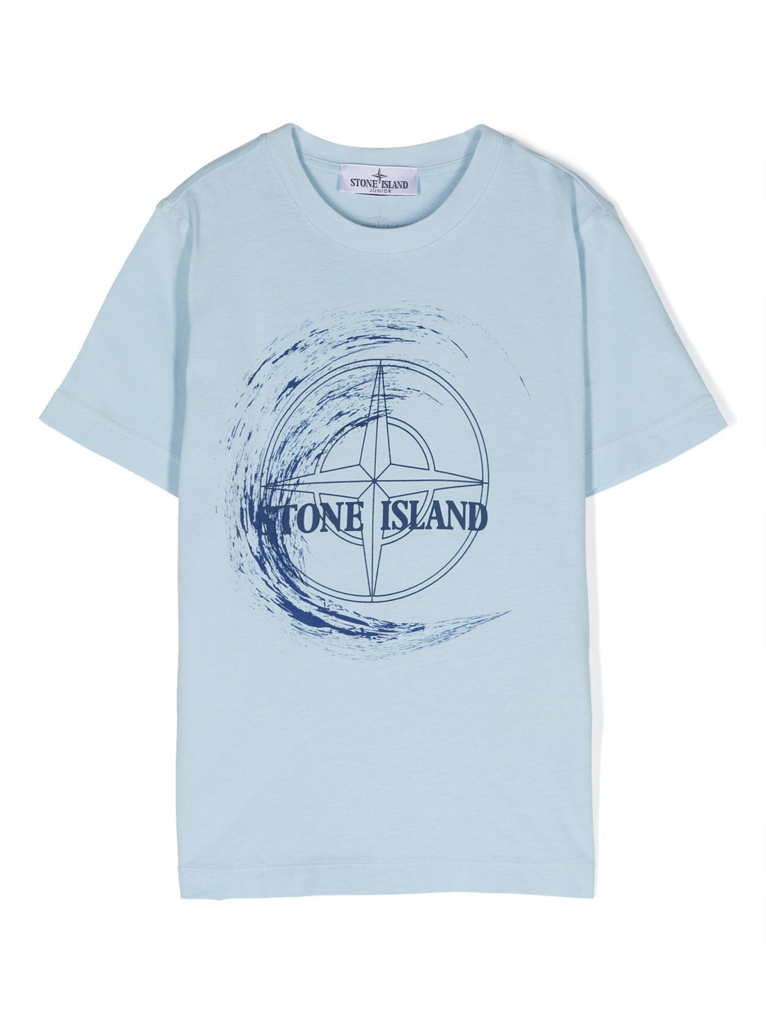 STONE ISLAND KIDS Compass Logo Graphic Print Cotton T-Shirt Light Blue - MAISONDEFASHION.COM