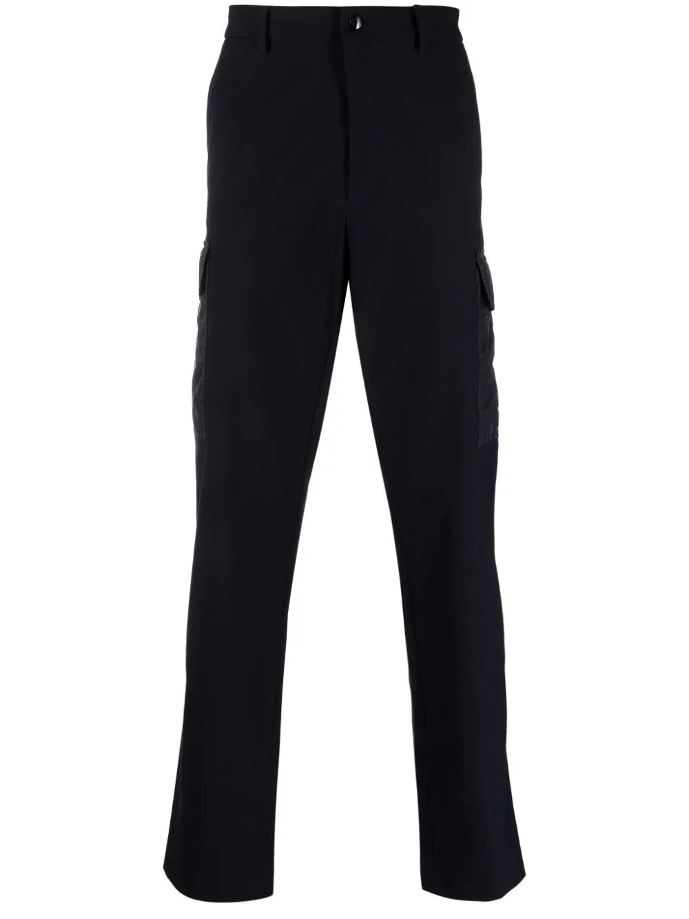 MONCLER MEN Jersey Felt Logo Patch Trousers Navy - MAISONDEFASHION.COM