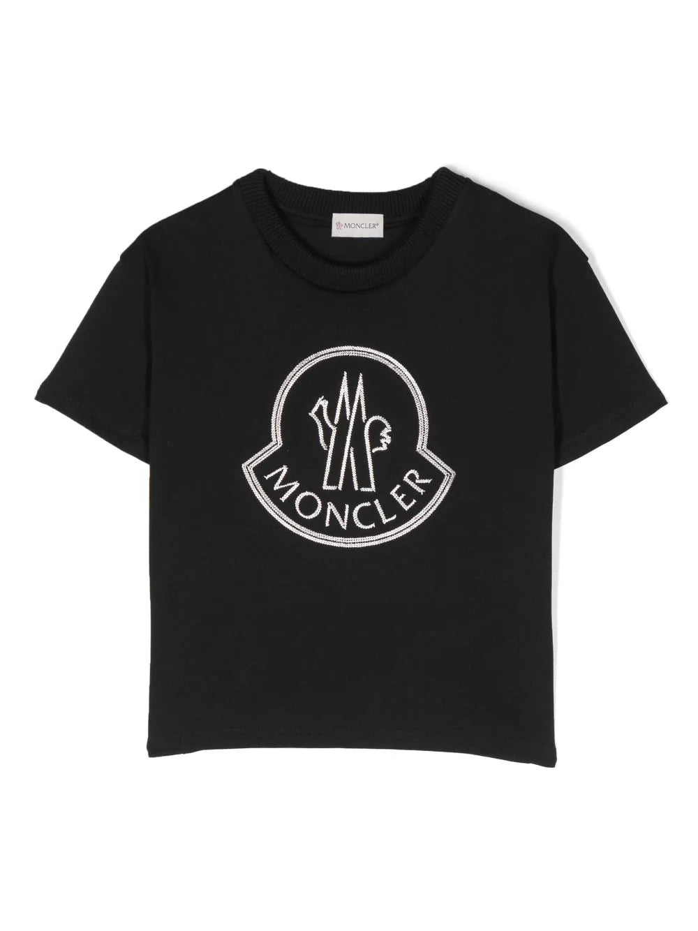 MONCLER KIDS Boys Logo Embroidered T-Shirt Black - MAISONDEFASHION.COM