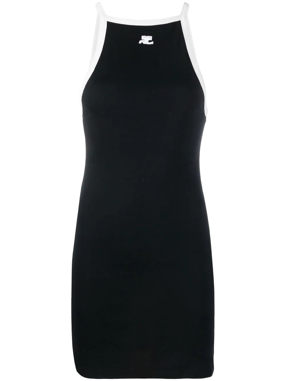 COURREGES WOMEN Light Ribbed Contrast Dress Black/White - MAISONDEFASHION.COM