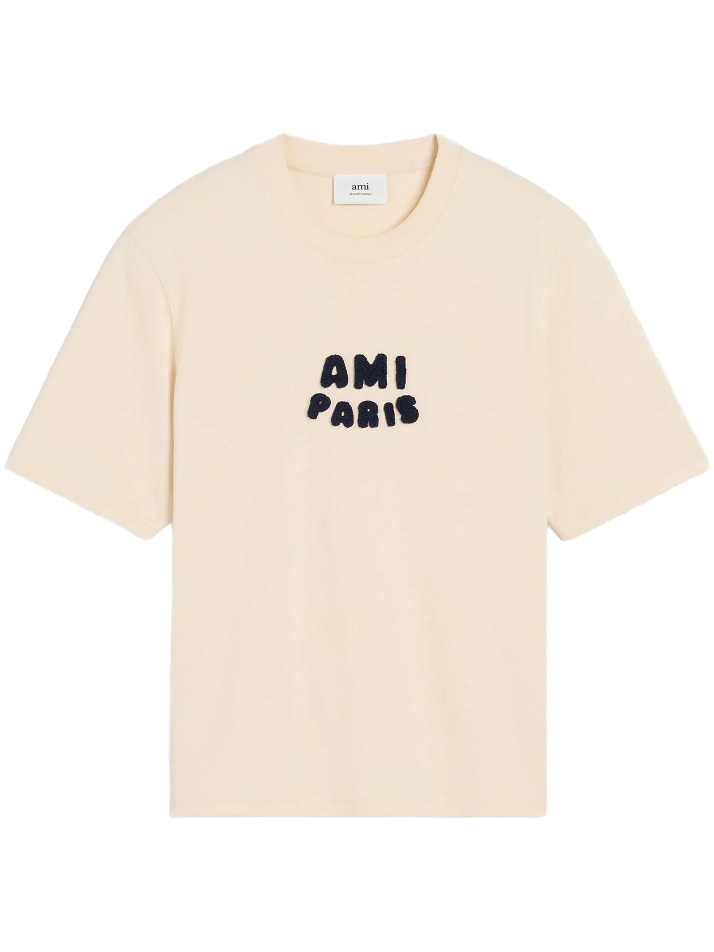 AMI ALEXANDRE MATTIUSSI Ami Paris Patch T-shirt Light Beige - MAISONDEFASHION.COM