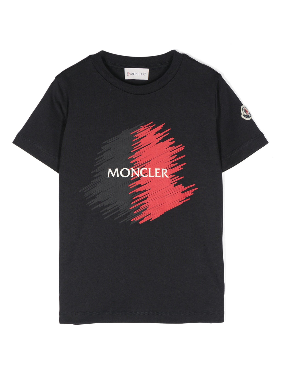 MONCLER KIDS Boys Logo Motif Printed Cotton T-Shirt Navy