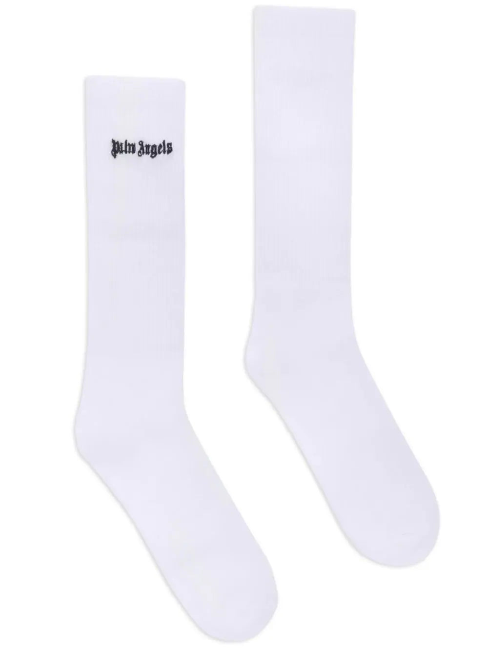 PALM ANGELS MEN Embroidered Logo Socks White/Black - MAISONDEFASHION.COM