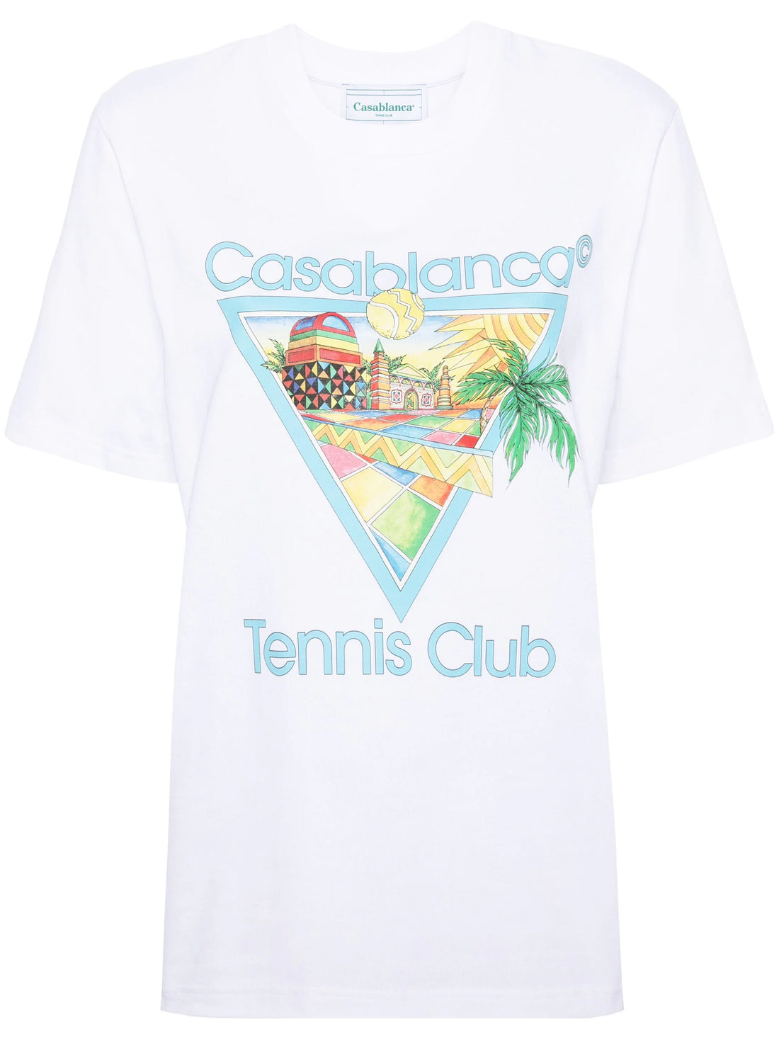 CASABLANCA WOMEN Afro Cubism Tennis Club Printed T-Shirt White - MAISONDEFASHION.COM