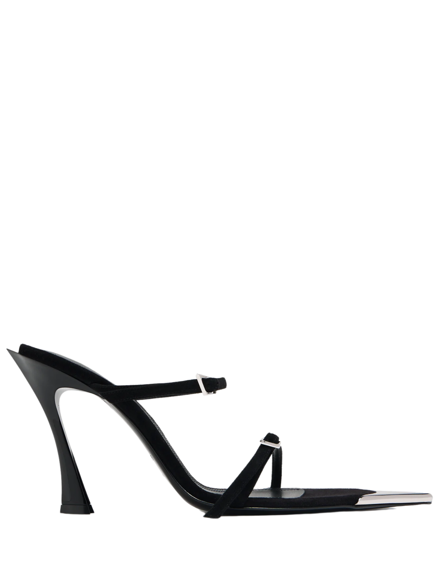 MUGLER WOMEN Fang 95mm Leather Sandals Black - MAISONDEFASHION.COM