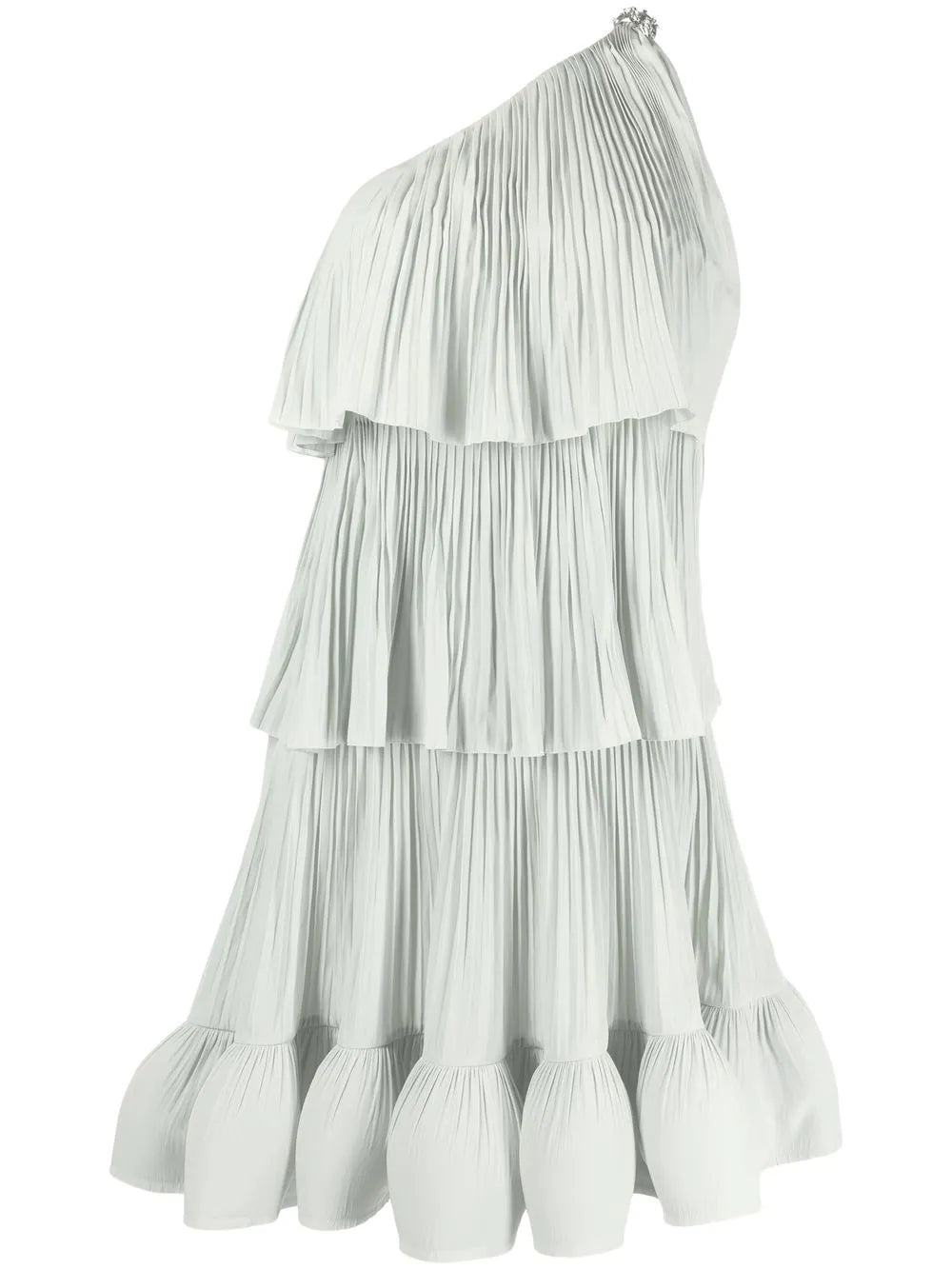 LANVIN WOMEN Asymetric 3 Layer Dress With Ruffles Sage - MAISONDEFASHION.COM