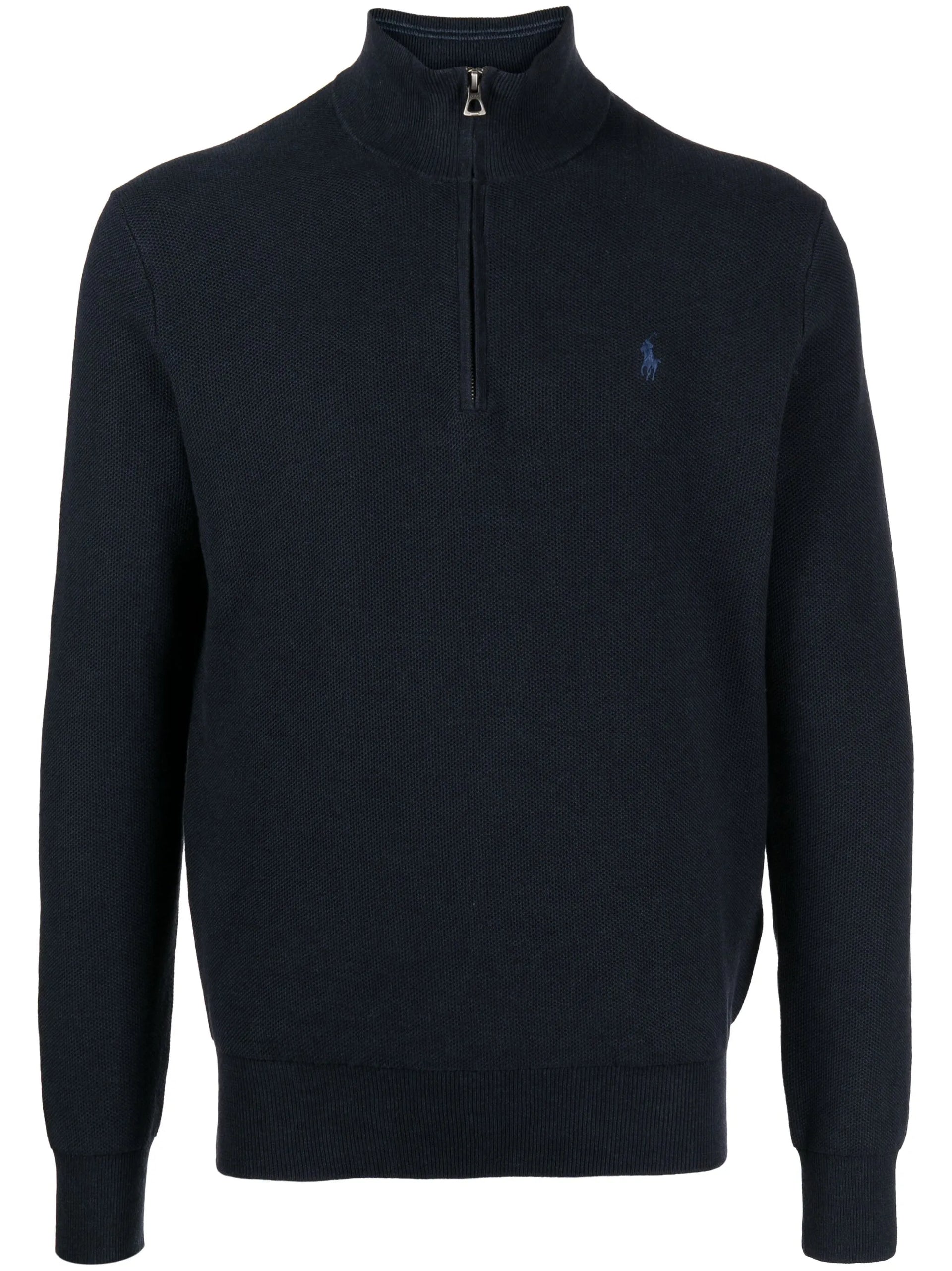 スウェット・トレーナー RALPH LAUREN Logo Embroidered Cotton Half Zip Sweatshirt Nav RALPH LAUREN Logo Embroidered Cotton Half Zip Sweatshirt
