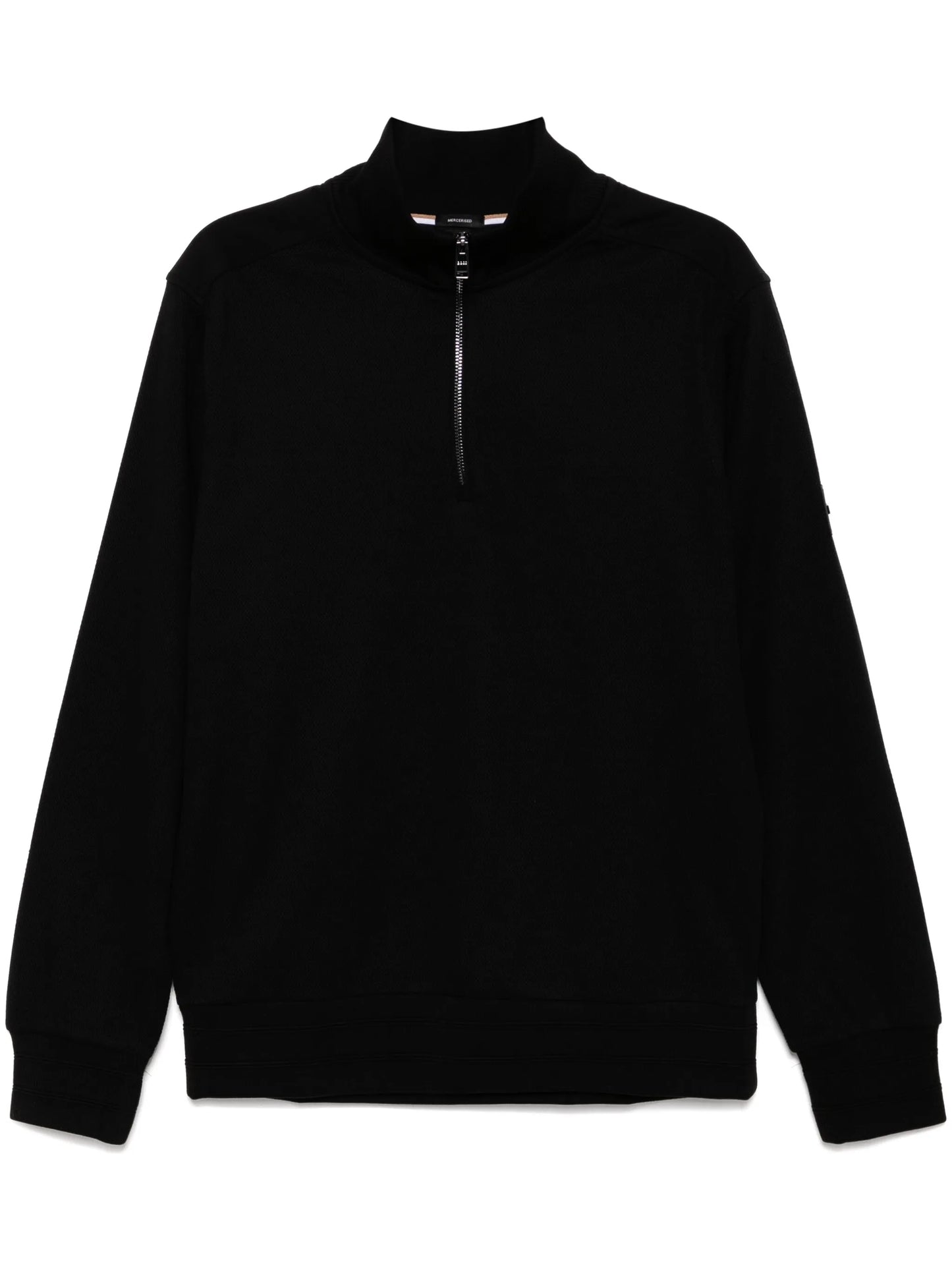 スウェット・トレーナー BOSS H-Sidney Half Zip Cotton Sweatshirt Black BOSS H-Sidney Half Zip Cotton Sweatshirt Black
