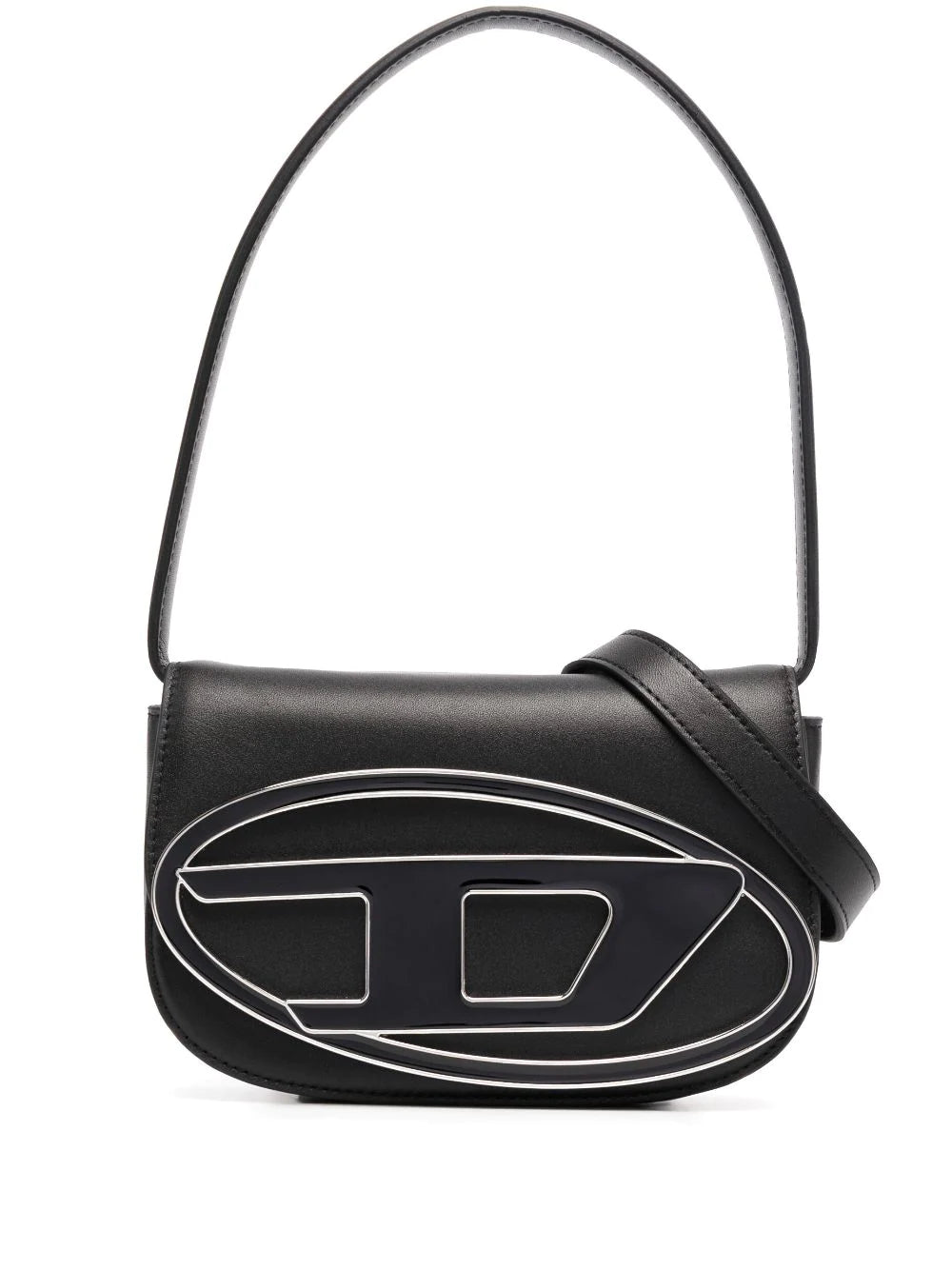 DIESEL WOMEN 1DR Leather Shoulder Bag Black - MAISONDEFASHION.COM