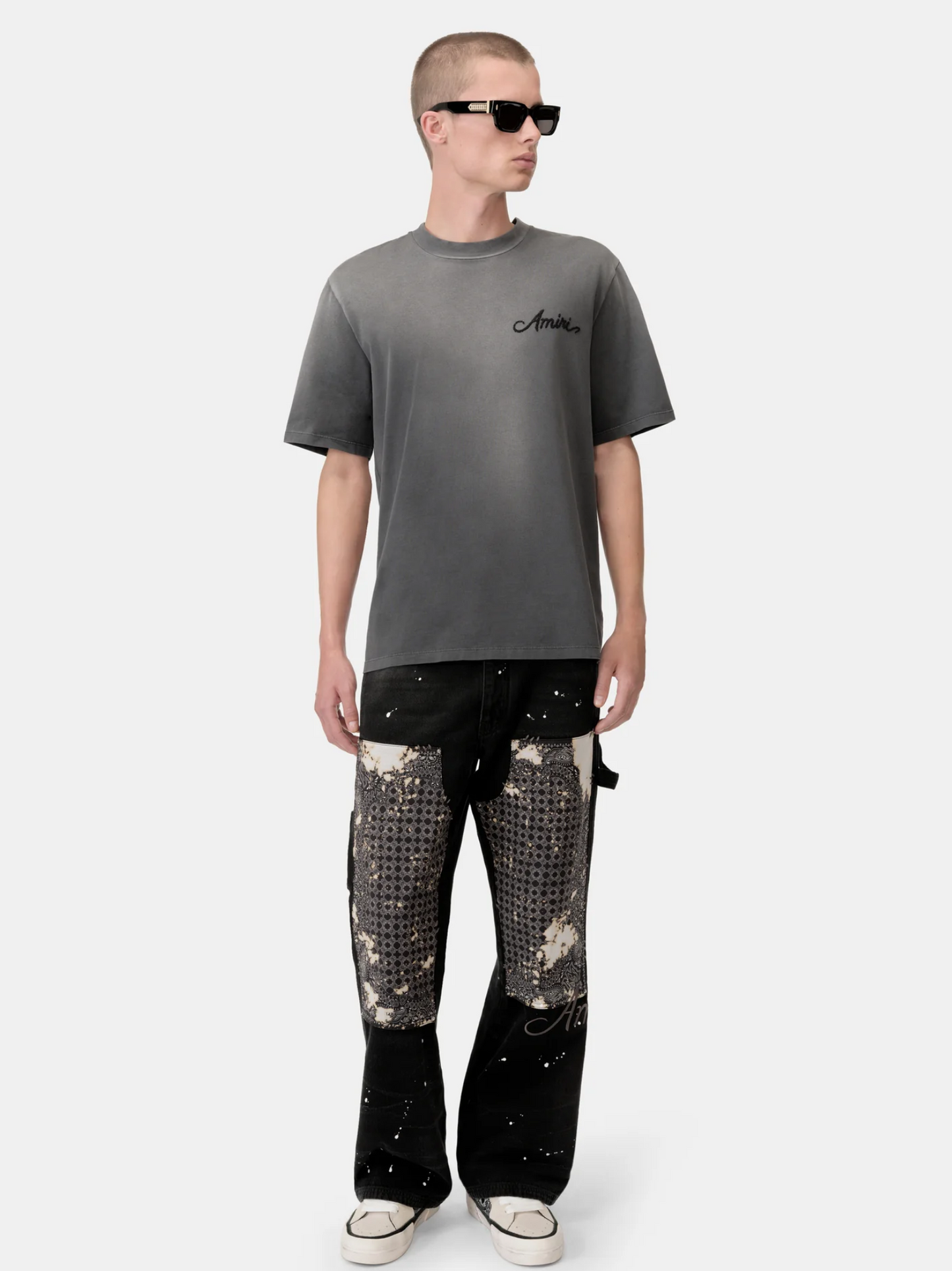 AMIRI Bleach Bandana Patch T-shirt Black – MAISONDEFASHION.COM