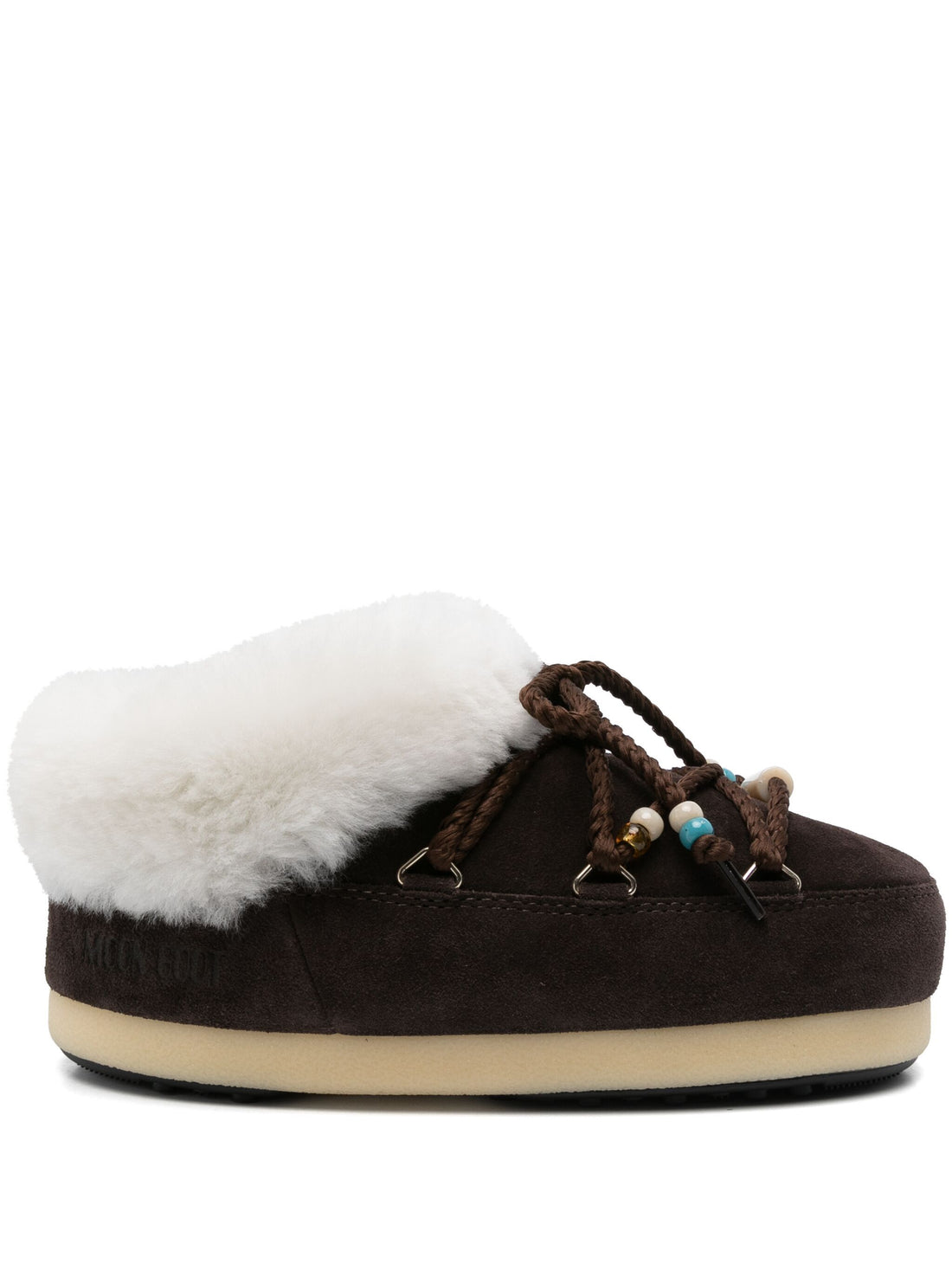 MOON BOOT UNISEX Suede Beads Mules Brown