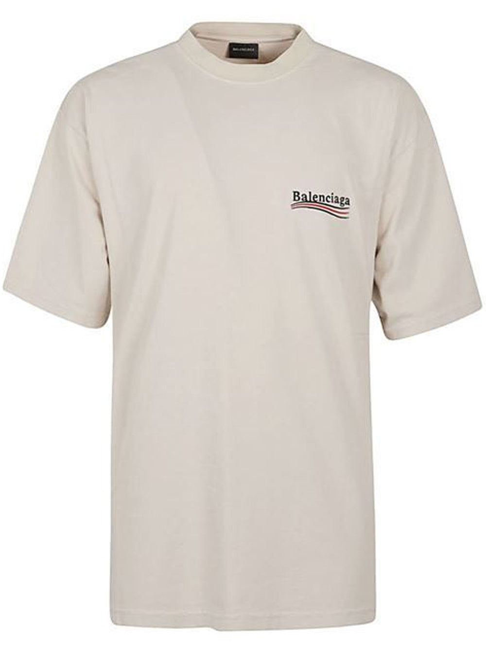 BALENCIAGA Political Logo Oversized T-Shirt Beige - MAISONDEFASHION.COM