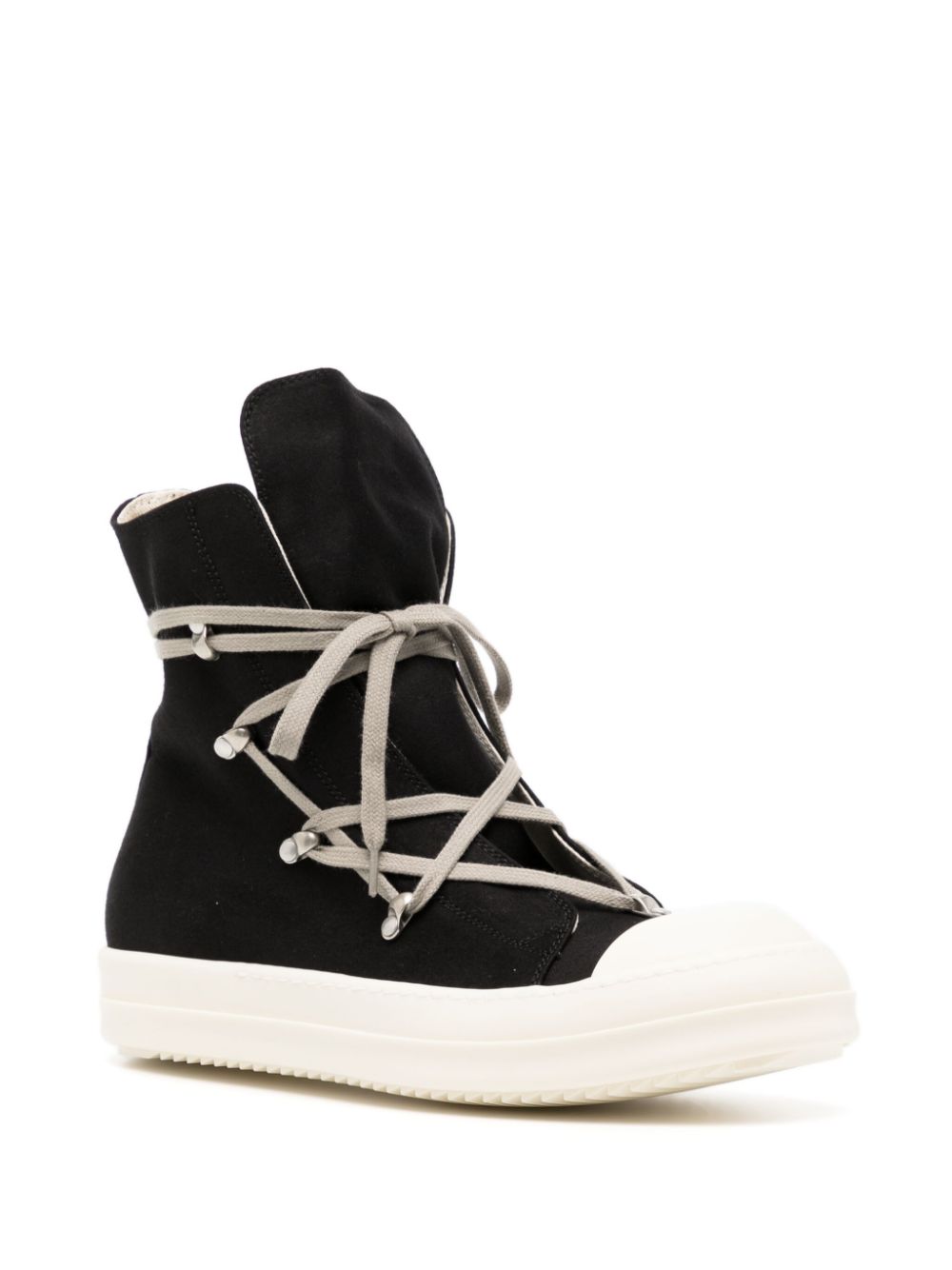 RICK OWENS DRKSHDW Canvas Lido Hex Sneakers Black/Milk - MAISONDEFASHION.COM