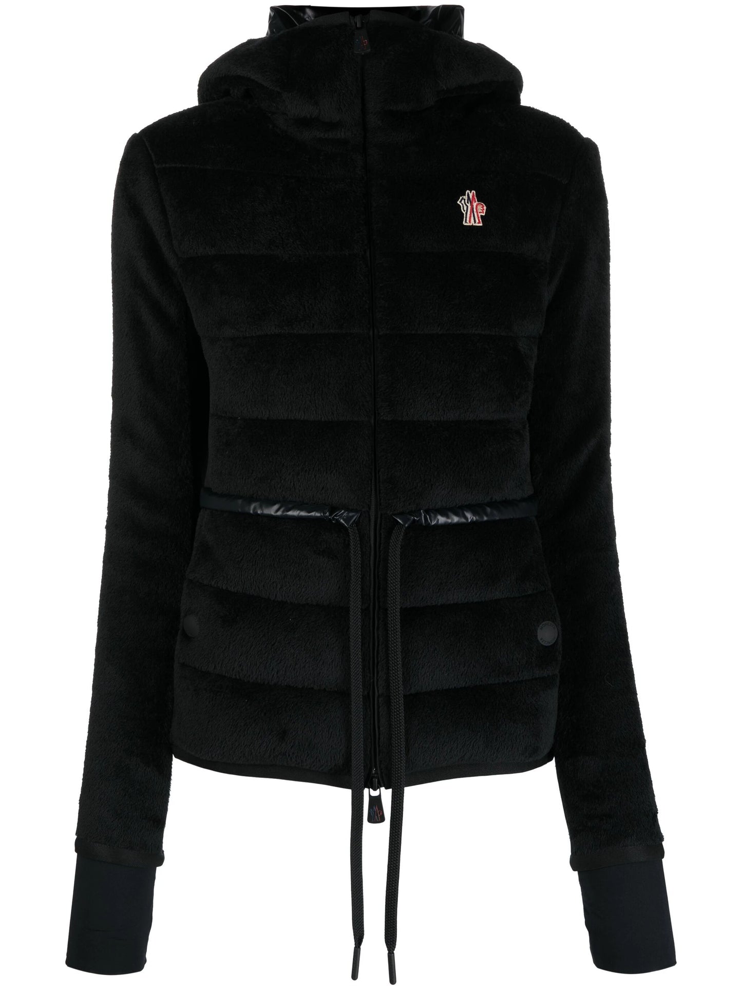 MONCLER GRENOBLE WOMEN Padded Fleece Zip Up Hoodie Black - MAISONDEFASHION.COM