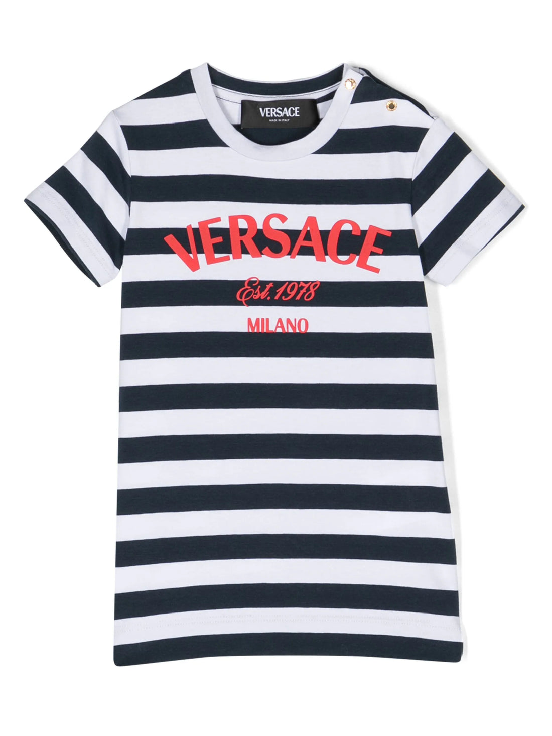 VERSACE BABY Girls Nautical Stripe T-Shirt Dress Blue/White - MAISONDEFASHION.COM