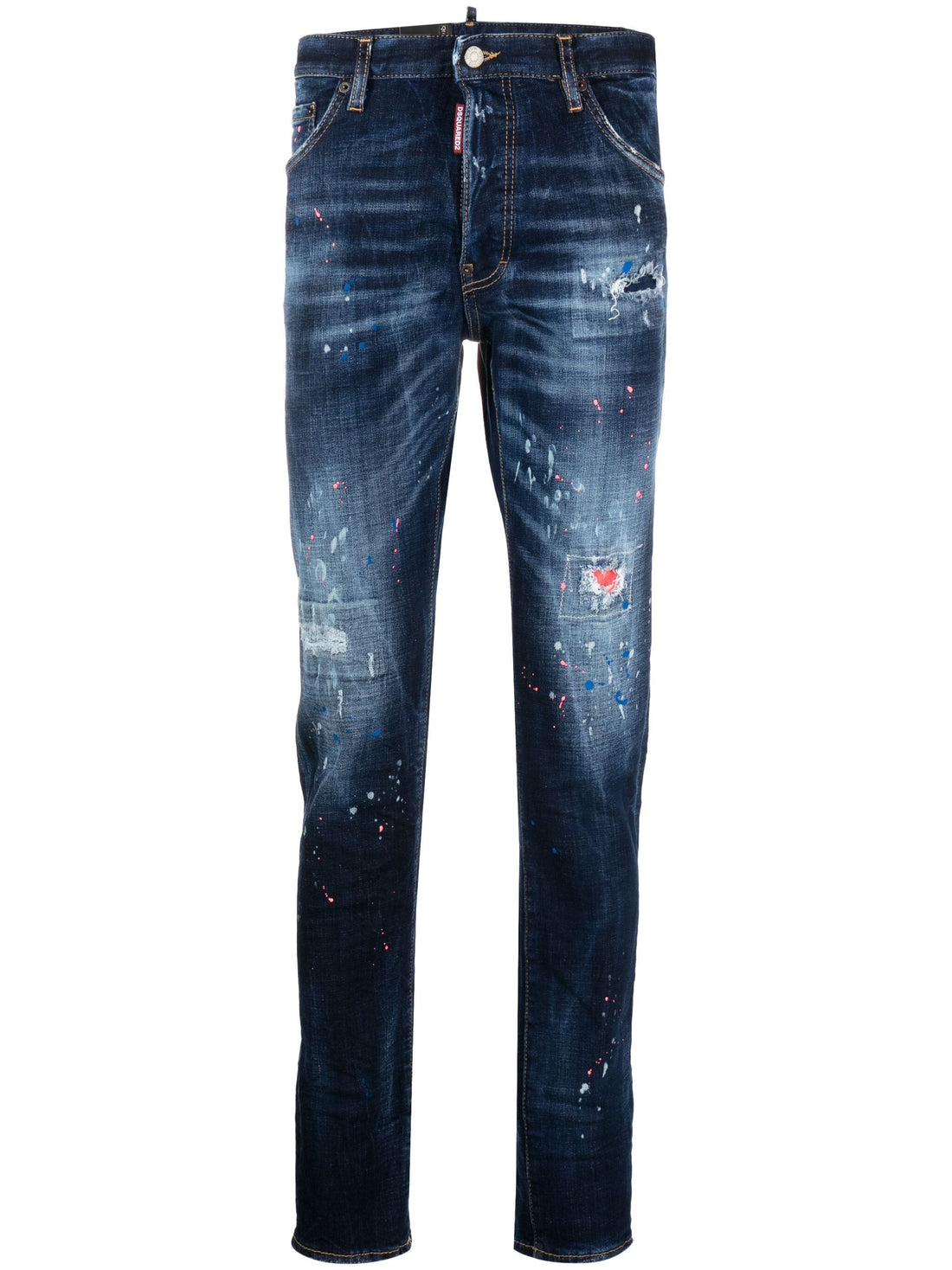 DSQUARED2 Dark Neon Splash Wash Cool Guy Jeans Blue - MAISONDEFASHION.COM