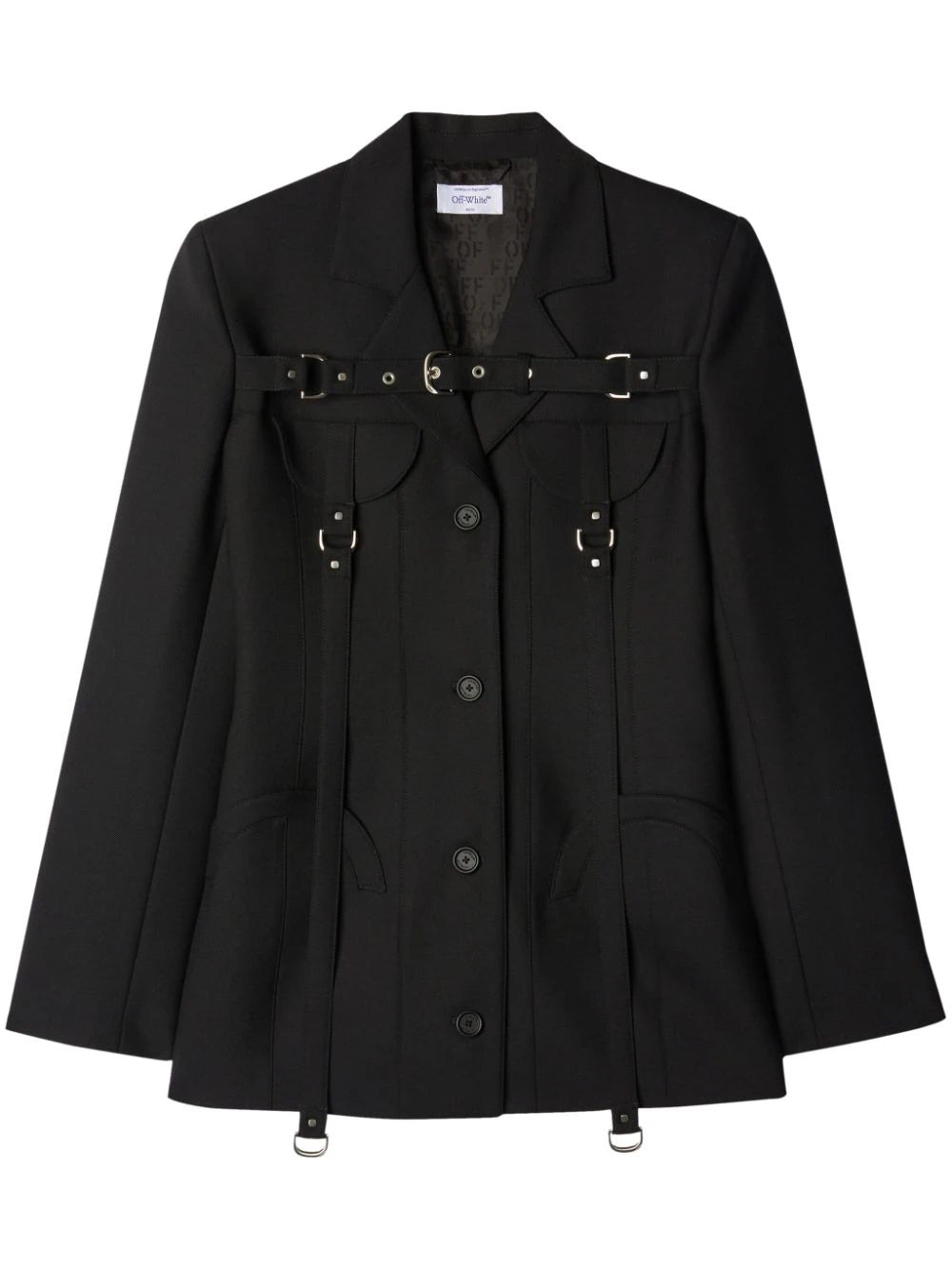 OFF-WHITE WOMEN Buckle Cargo Buckle Strap Jacket Black - MAISONDEFASHION.COM