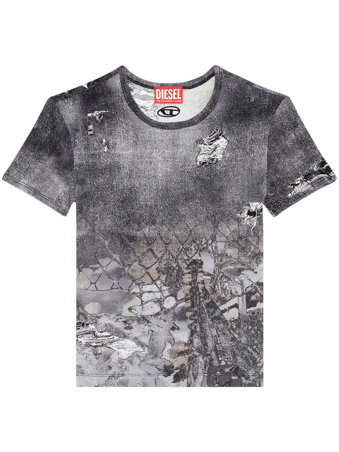 DIESEL WOMEN T-Uncski Abstract Print T-Shirt Slate Grey - MAISONDEFASHION.COM