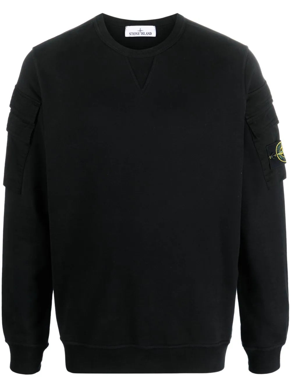STONE ISLAND Compass Patch Side Pocket Sweatshirt Black - MAISONDEFASHION.COM