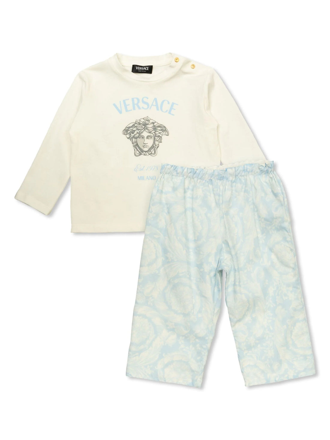 VERSACE BABY Boys Medusa Head Motif Set White/Blue